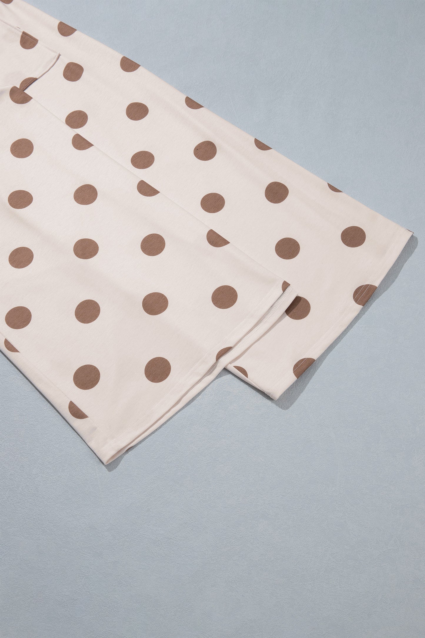 Khaki Polka Dot Wide Leg Elastic Waist Casual Pants-Bottoms/Pants & Culotte-[Adult]-[Female]-2022 Online Blue Zone Planet