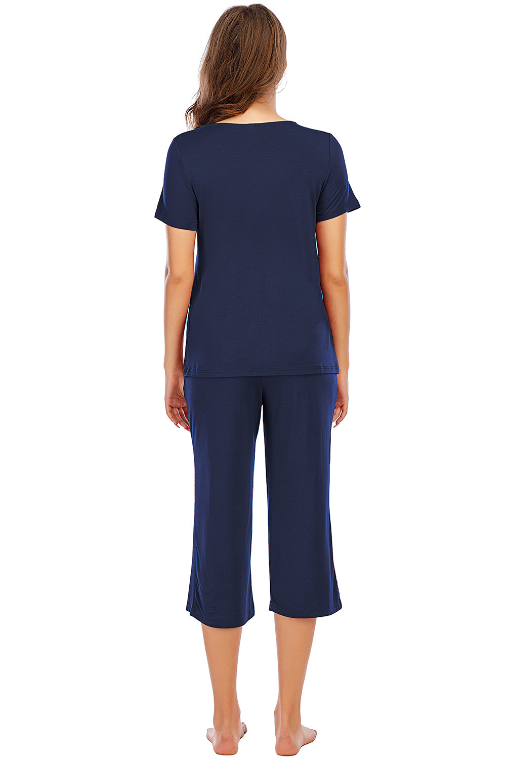 V-Neck Short Sleeve Top and Pants Lounge Set-TOPS / DRESSES-[Adult]-[Female]-2022 Online Blue Zone Planet