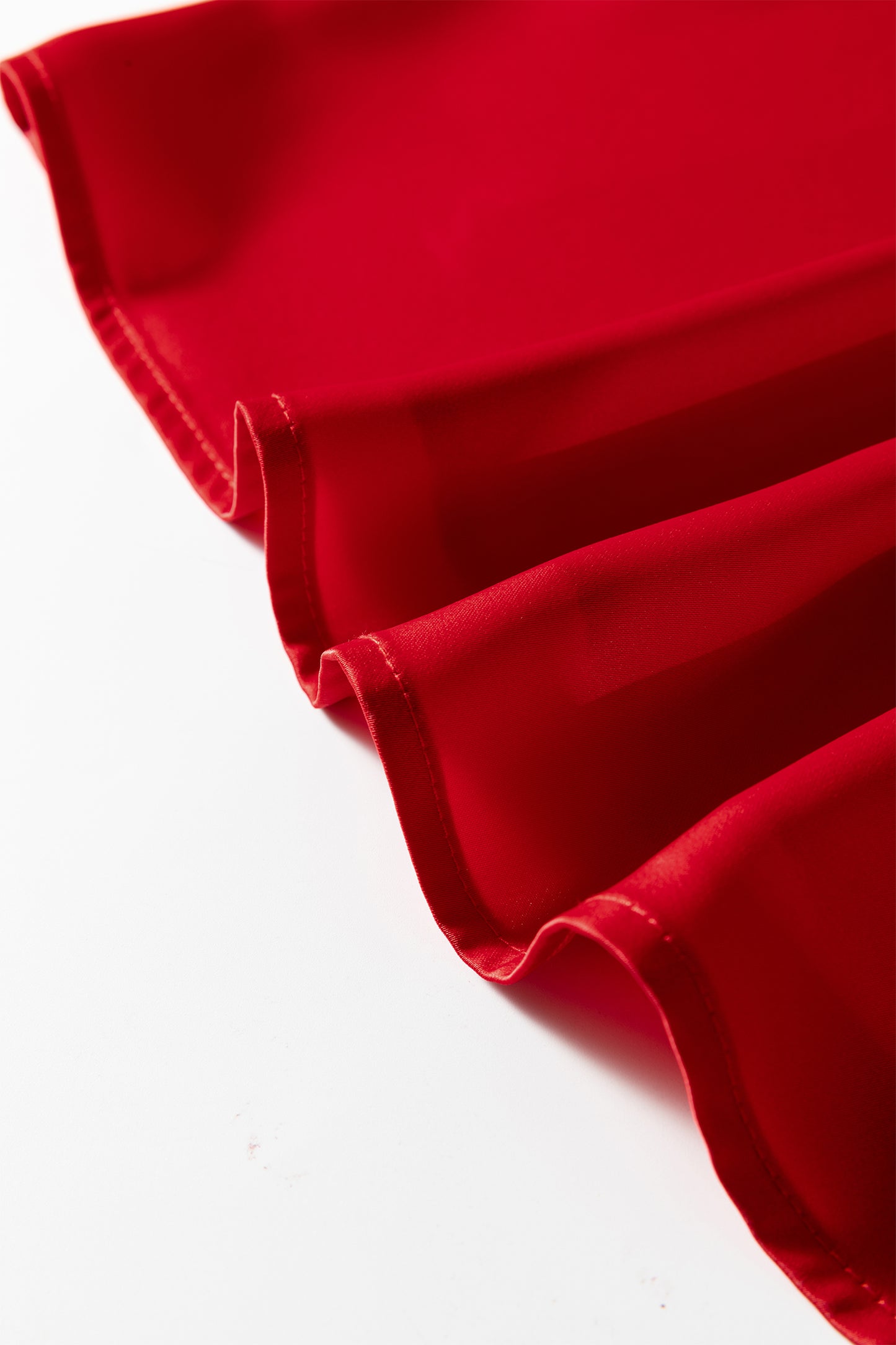 Fiery Red Solid Color Frilled V Neck Bow Detail 3/4 Sleeve Blouse-Tops/Blouses & Shirts-[Adult]-[Female]-2022 Online Blue Zone Planet