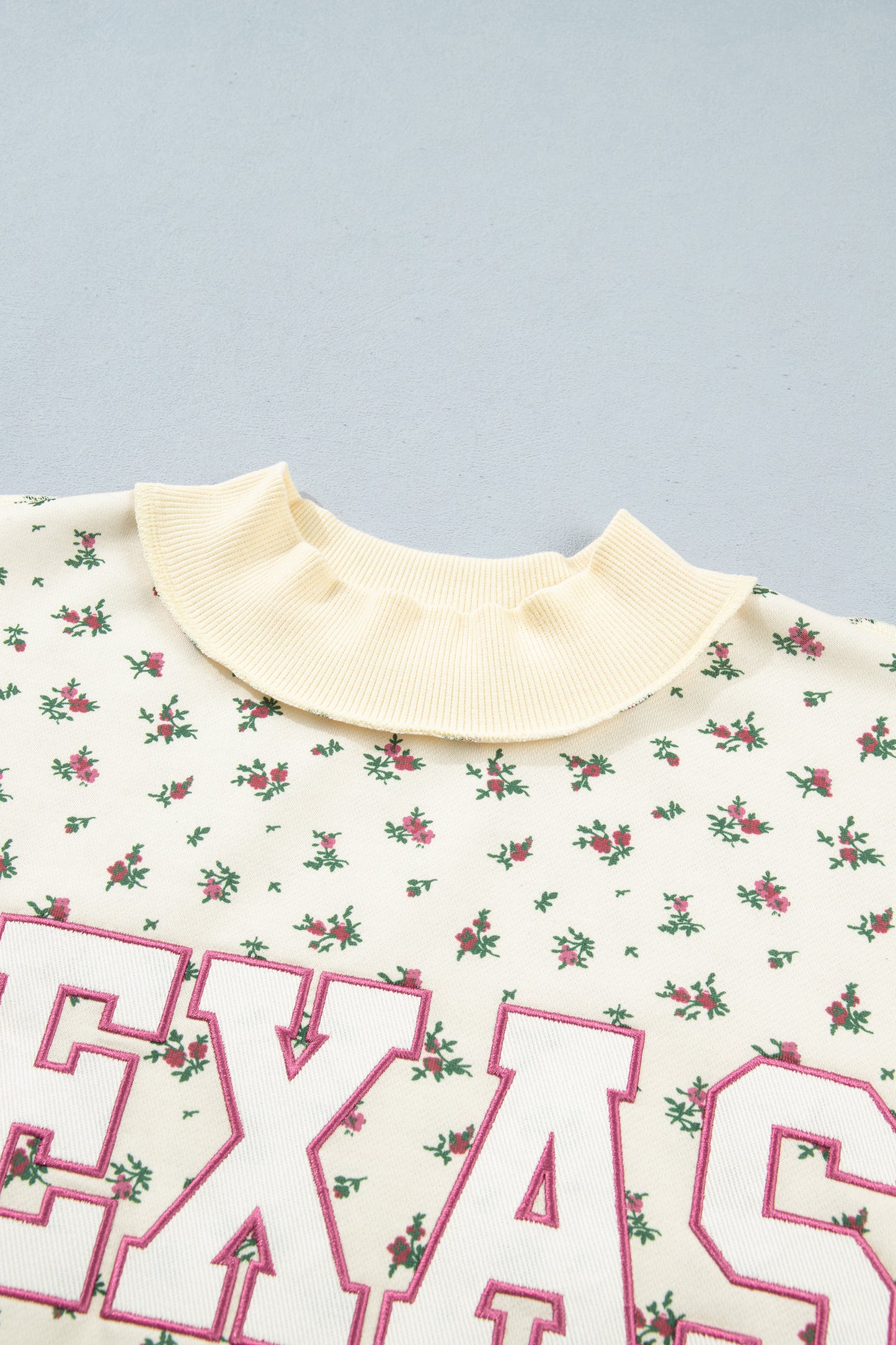 Beige Floral Print Stand Neck Long Sleeve Slogan Sweatshirt-Tops/Sweatshirts & Hoodies-[Adult]-[Female]-2022 Online Blue Zone Planet