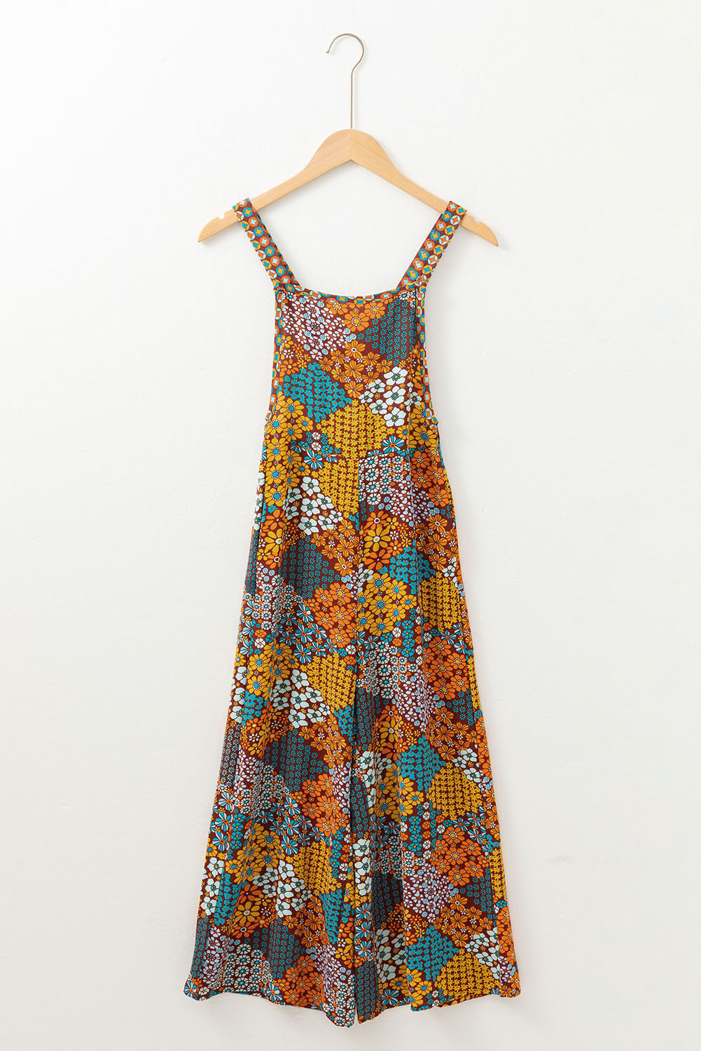 Blue Zone Planet | Floral Crisscross Strap Wide Leg Overalls-TOPS / DRESSES-[Adult]-[Female]-2022 Online Blue Zone Planet