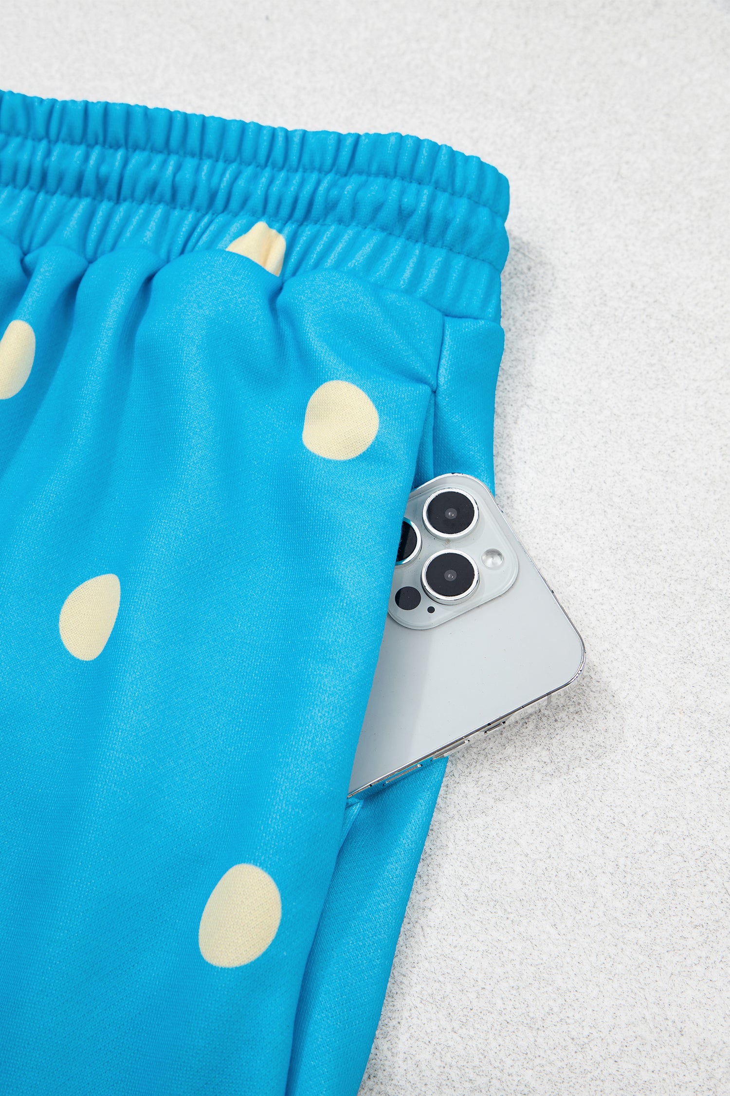 Blue Polka Dot Hooded Drawstring Long Sleeve Plus Size Set-Tops / Dresses-[Adult]-[Female]-2022 Online Blue Zone Planet
