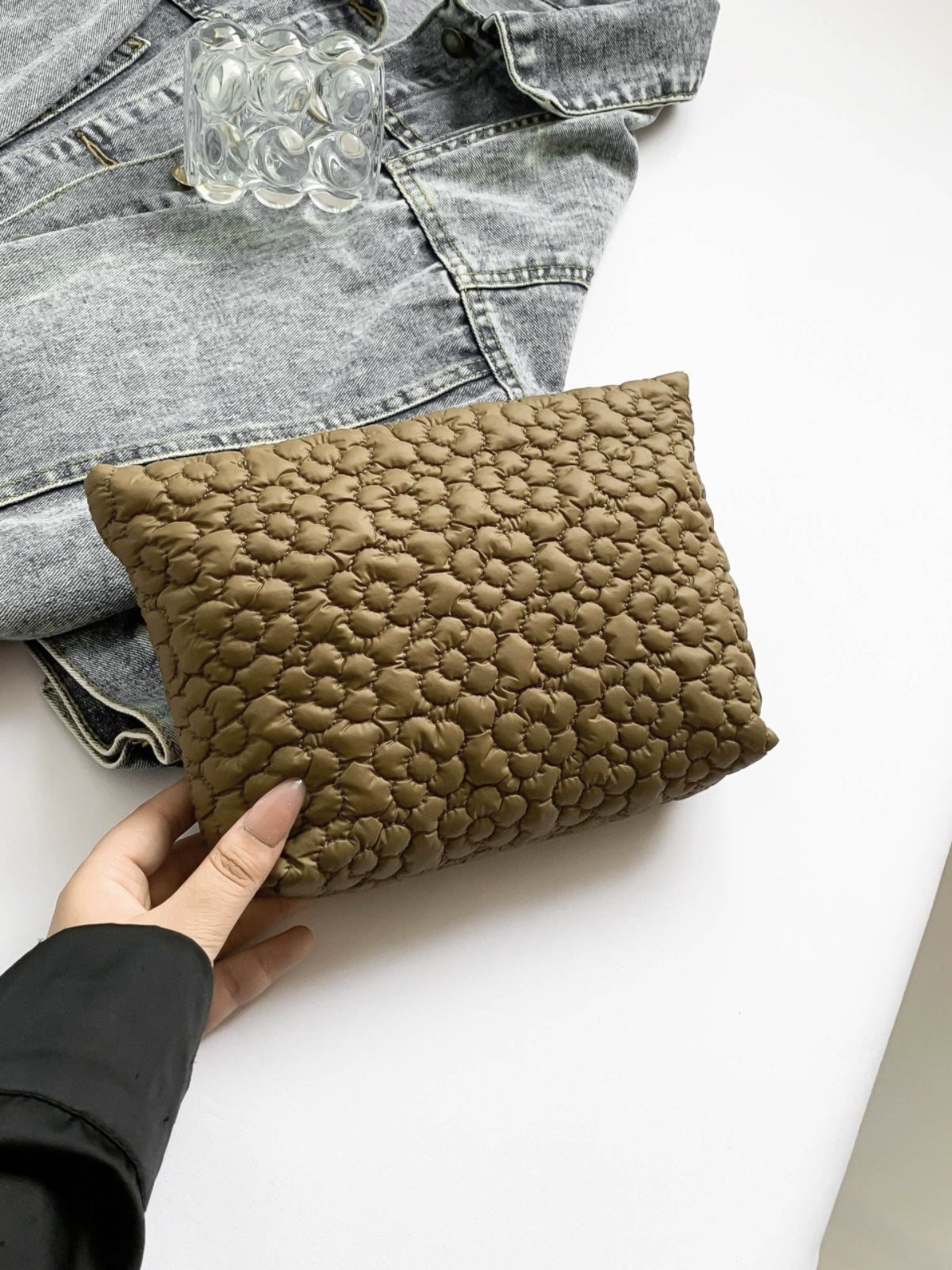 Flower Texture Polyester Clutch-HANDBAGS-[Adult]-[Female]-2022 Online Blue Zone Planet