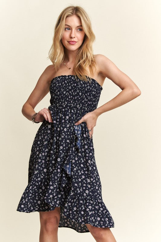 ADORA Smocked Floral Tube Dress with Pockets-TOPS / DRESSES-[Adult]-[Female]-2022 Online Blue Zone Planet