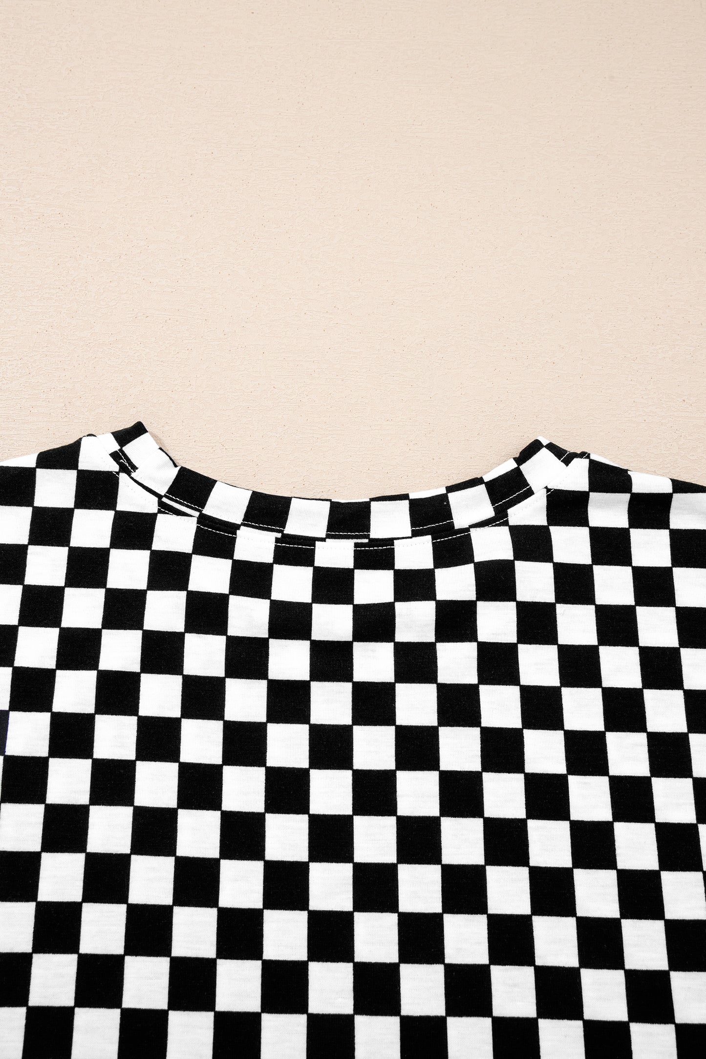 Black Checkered Print Half Sleeve Tee 2pcs Lounge Pant Set-Loungewear & Sleepwear/Loungewear-[Adult]-[Female]-2022 Online Blue Zone Planet