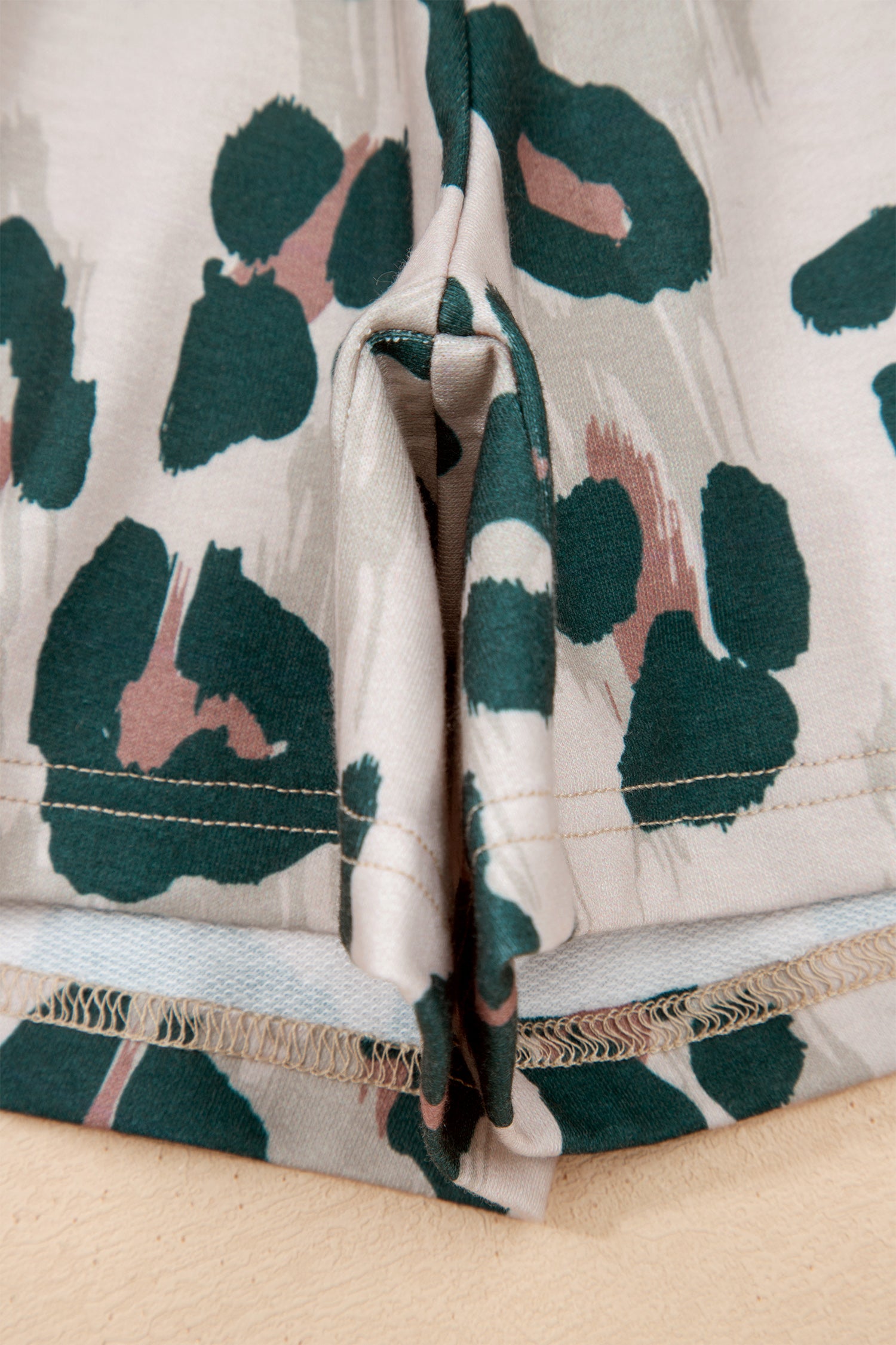 Brown Unique Leopard Print Contrast Trim Top Loose 2pcs Short Set-Two Piece Sets/Short Sets-[Adult]-[Female]-2022 Online Blue Zone Planet