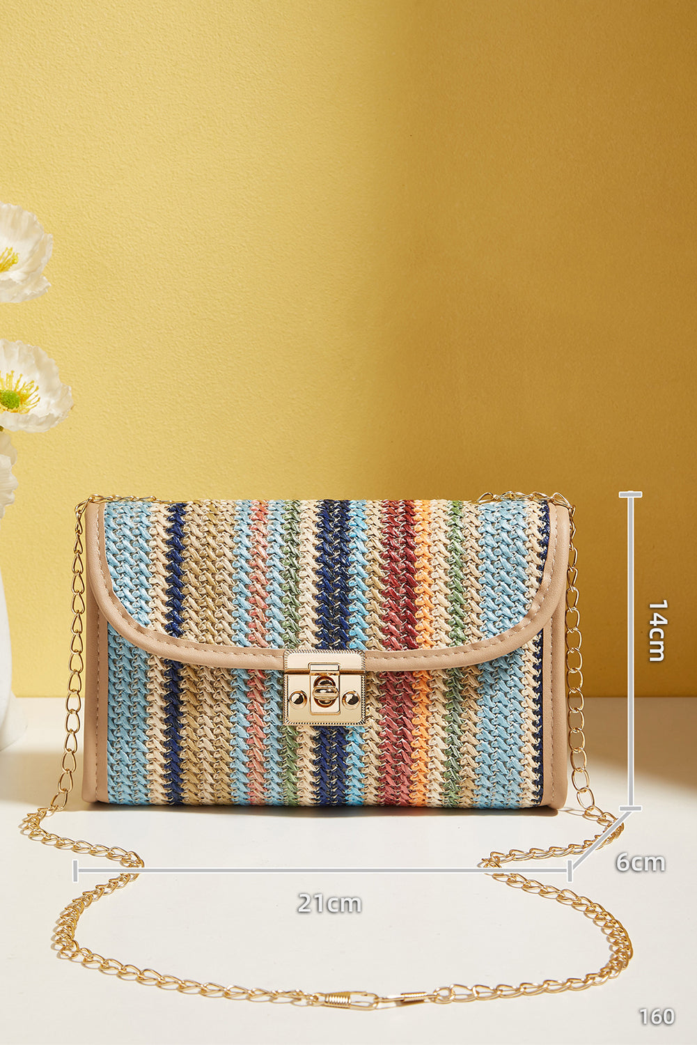 Iceland Blue Striped Crochet Flapped Single Shoulder Bag-Shoulder Bag-[Adult]-[Female]-Iceland Blue-ONE SIZE-2022 Online Blue Zone Planet