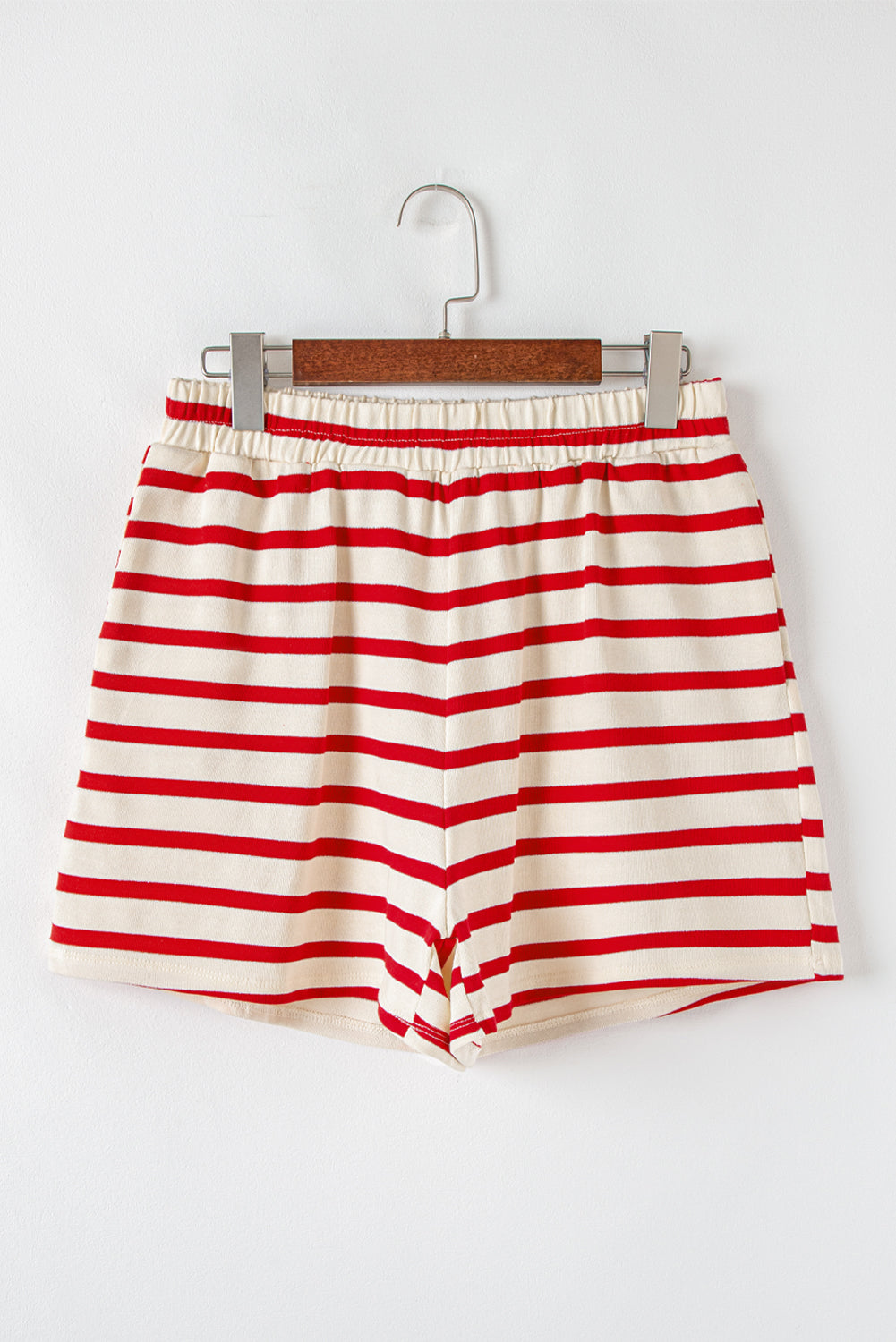 Blue Zone Planet | Red Stripe Lace-up Front Top and High Waist Shorts Set-Two Piece Sets/Short Sets-[Adult]-[Female]-2022 Online Blue Zone Planet