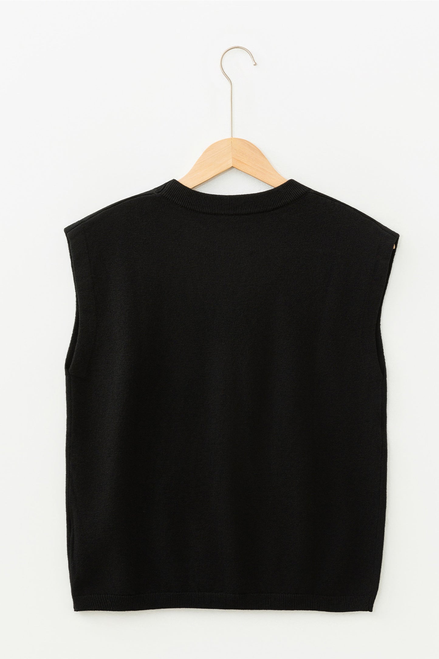Black Solid Color Crew Neck Knit Cap Sleeve Sweater-TOPS / DRESSES-[Adult]-[Female]-2022 Online Blue Zone Planet