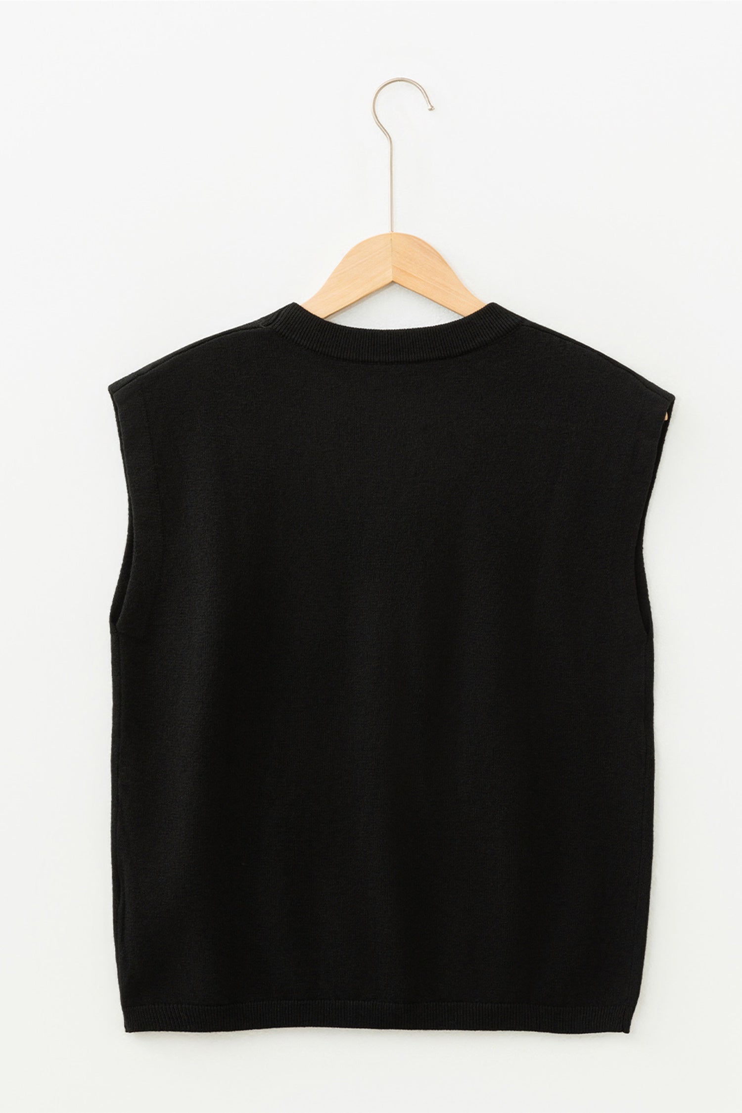 Black Solid Color Crew Neck Knit Cap Sleeve Sweater-TOPS / DRESSES-[Adult]-[Female]-2022 Online Blue Zone Planet