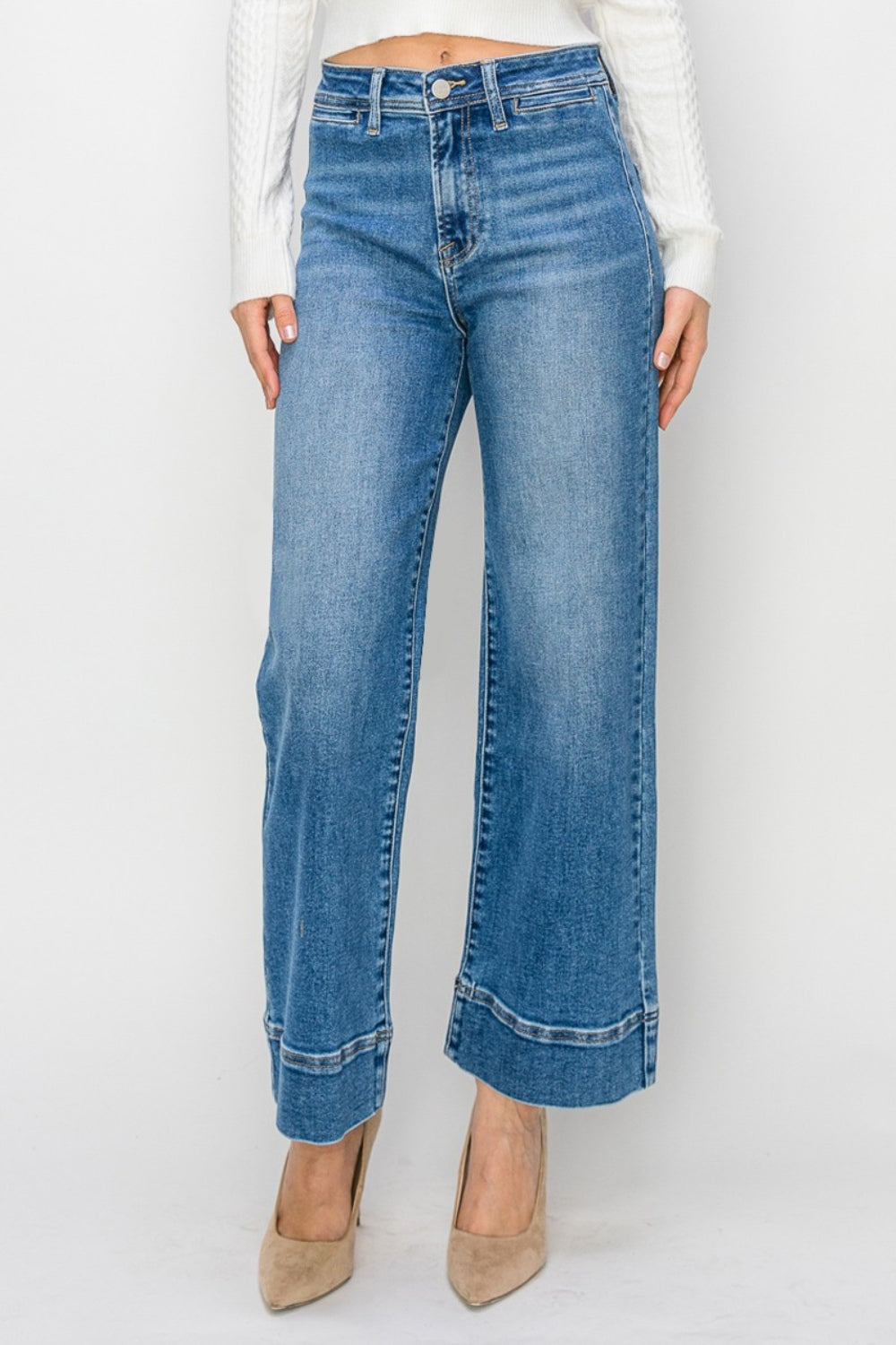 Blue Zone Planet | RISEN Full Size High Rise Wide Leg Jeans-TOPS / DRESSES-[Adult]-[Female]-2022 Online Blue Zone Planet