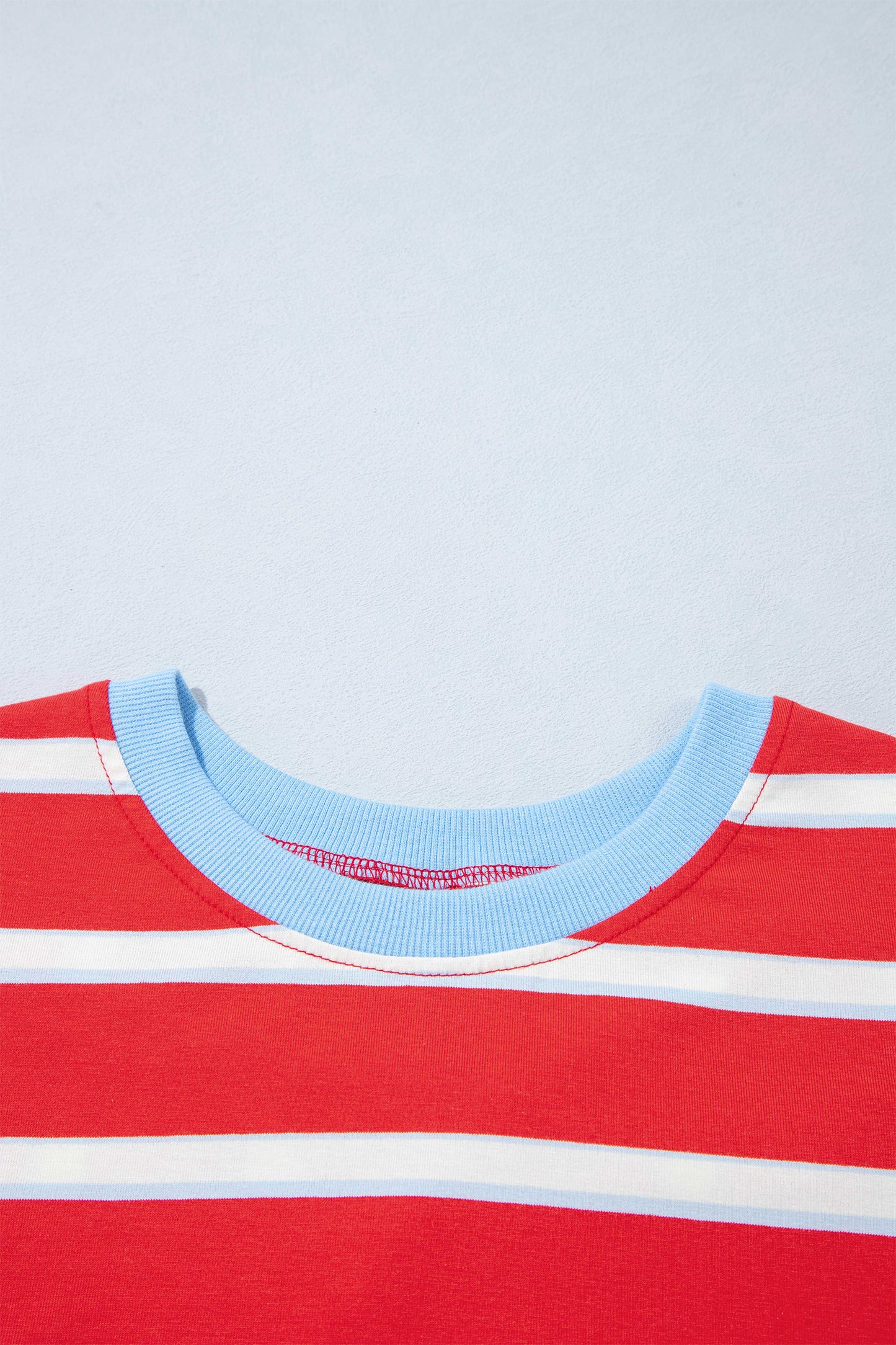 Racing Red Striped Bow Tie Hollowed Back 7/8 Sleeve Casual T-Shirt-Tops/Long Sleeve Tops-[Adult]-[Female]-2022 Online Blue Zone Planet