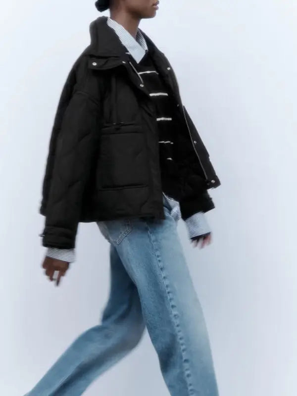 autumn and winter zippered loose jacket BLUE ZONE PLANET