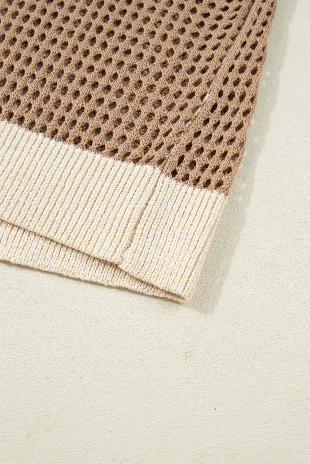 Parchment Colorblock Hollowed Knit Plus Size Hooded Jumper Sweater-TOPS / DRESSES-[Adult]-[Female]-2022 Online Blue Zone Planet