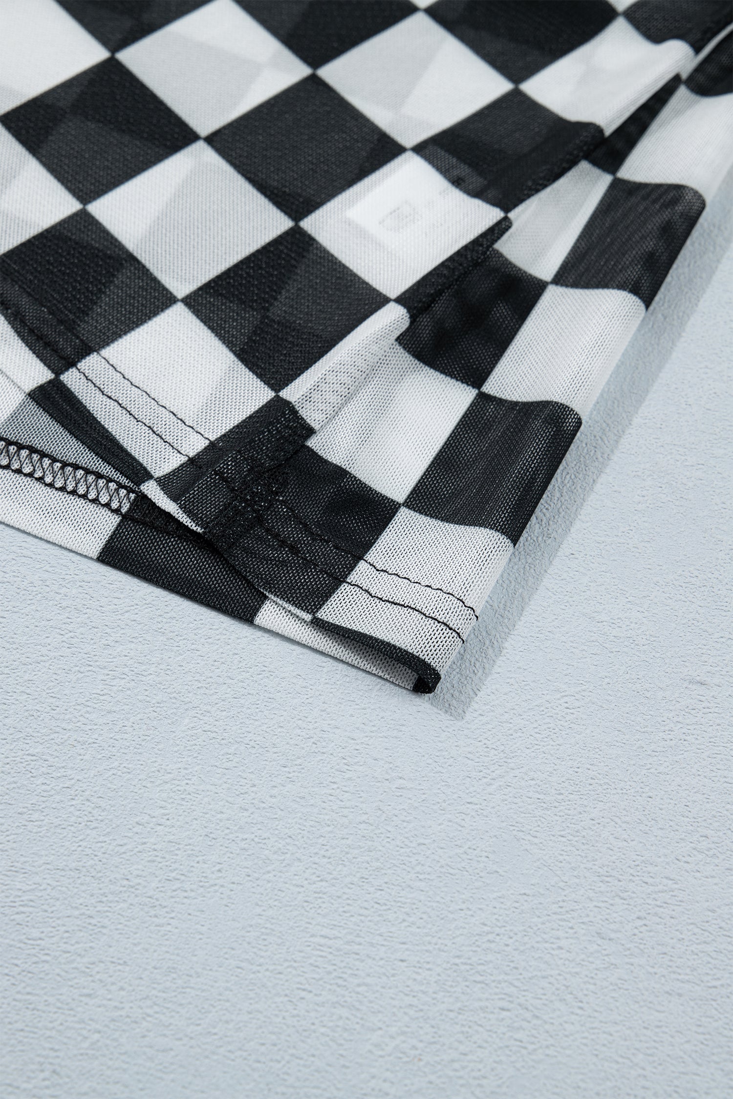 Black Sheer Checkered Print Spaghetti Straps Slim Tank Top-Tops/Tank Tops-[Adult]-[Female]-2022 Online Blue Zone Planet