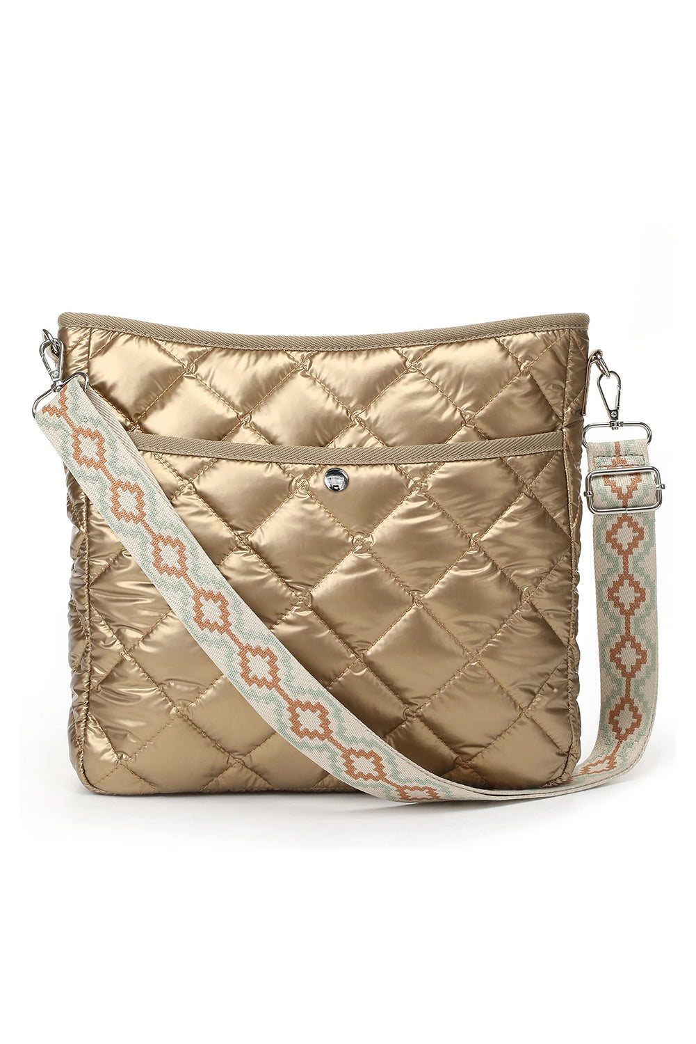 Gold Quilted Large Capacity Shoulder Bag-Shoulder Bag-[Adult]-[Female]-Gold-ONE SIZE-2022 Online Blue Zone Planet