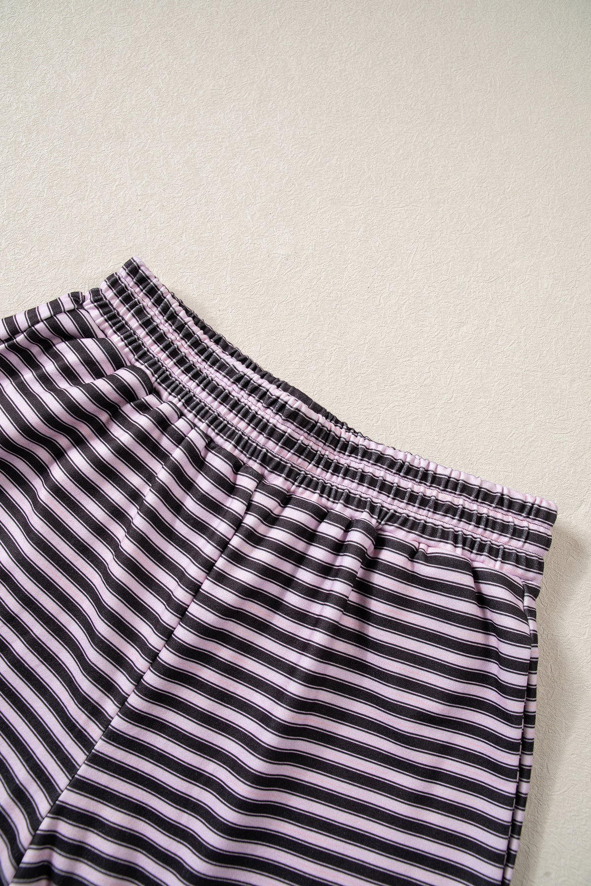 Brown Stripe Long Sleeve Oversized Top Pocketed Casual Shorts Two Piece Set-Two Piece Sets/Short Sets-[Adult]-[Female]-2022 Online Blue Zone Planet