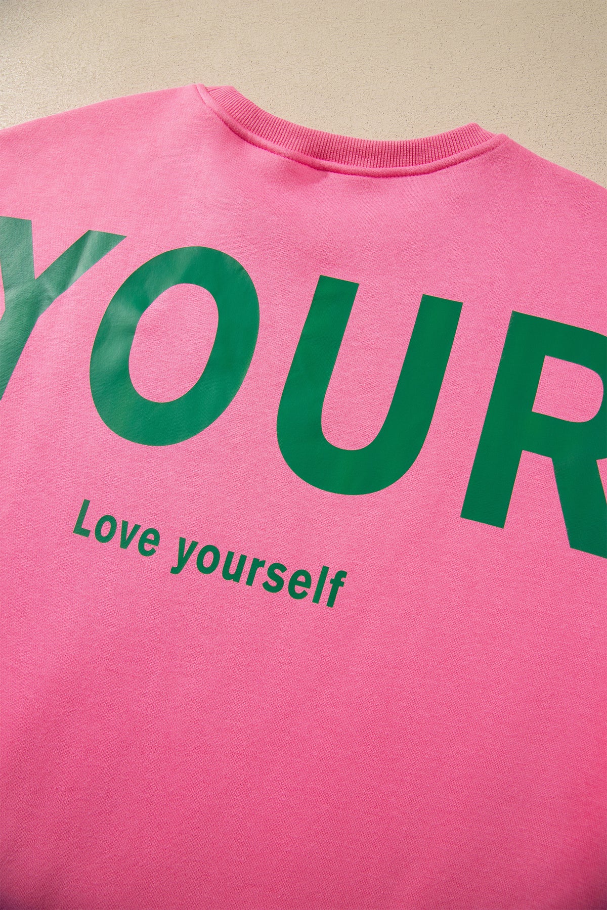 Sachet Pink Slogan Print Round Neck Long Sleeve Sweatshirt-Tops/Sweatshirts & Hoodies-[Adult]-[Female]-2022 Online Blue Zone Planet