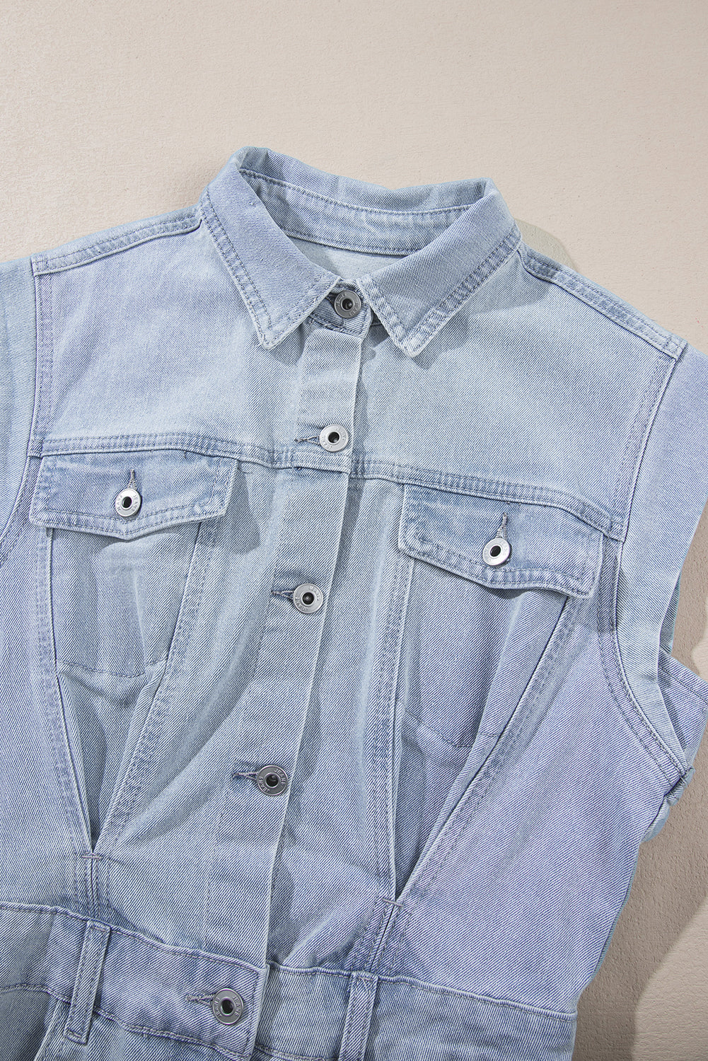 Blue Zone Planet | Light Blue Acid Wash Flap Pockets Frayed Denim Dress-TOPS / DRESSES-[Adult]-[Female]-2022 Online Blue Zone Planet