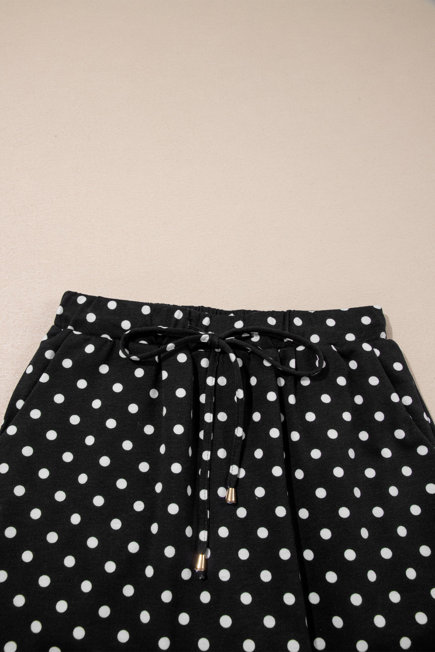 Fiery Red Polka Dot Drawstring Casual Mini Skort-Bottoms/Skirts & Petticoat-[Adult]-[Female]-2022 Online Blue Zone Planet