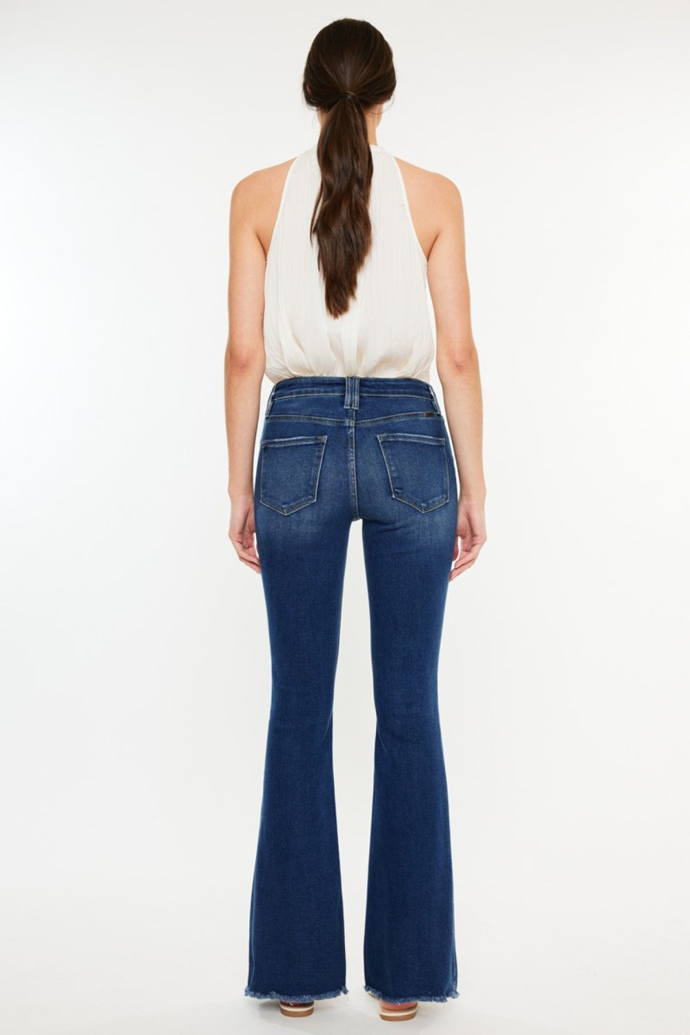 Blue Zone Planet | Kancan Cat's Whiskers Raw Hem Flare Jeans-BOTTOMS SIZES SMALL MEDIUM LARGE-[Adult]-[Female]-2022 Online Blue Zone Planet