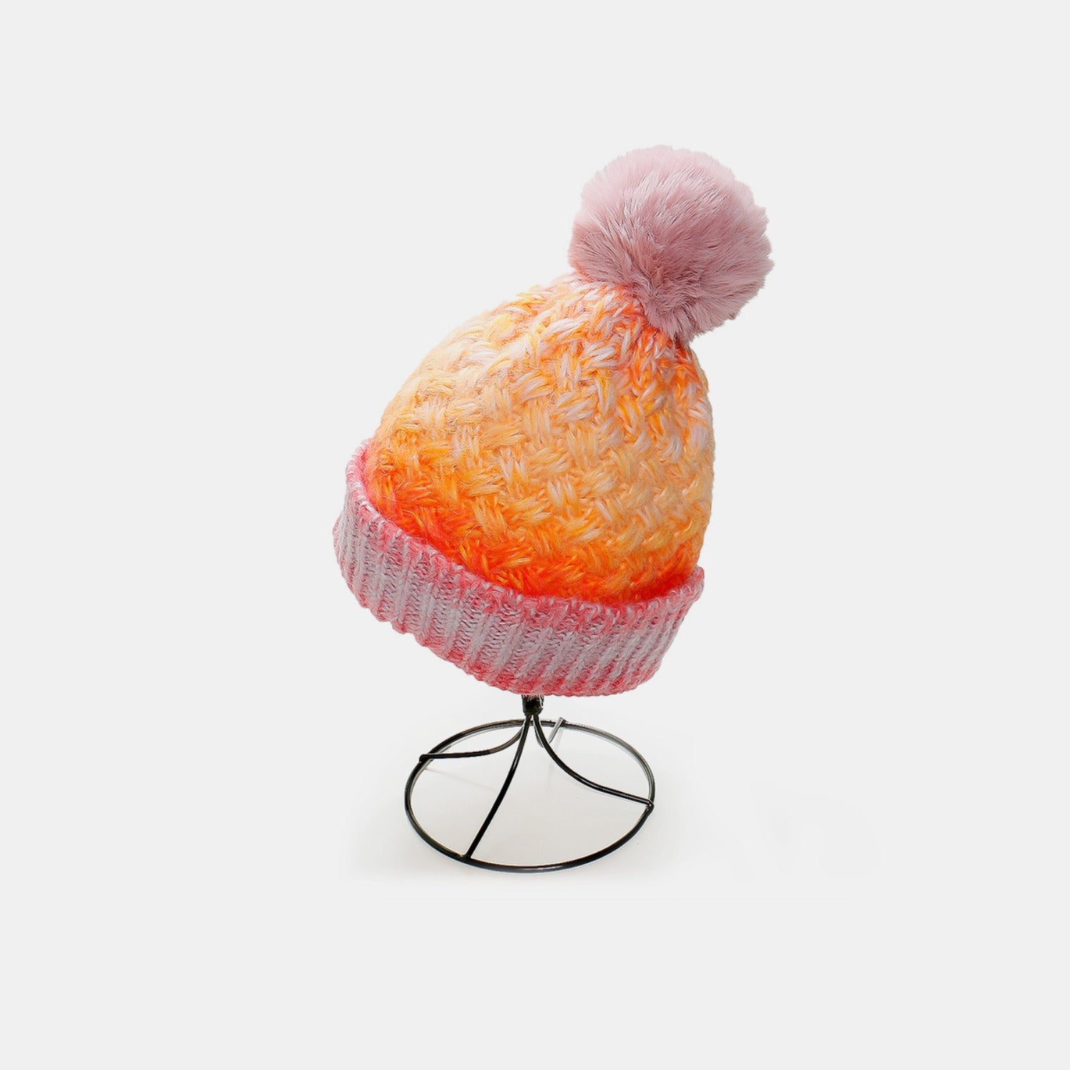 Gradient Knit Hat with Pompom-TOPS / DRESSES-[Adult]-[Female]-Orange-One Size-2022 Online Blue Zone Planet