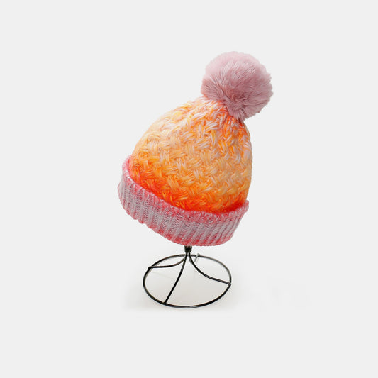 Gradient Knit Hat with Pompom-TOPS / DRESSES-[Adult]-[Female]-Orange-One Size-2022 Online Blue Zone Planet