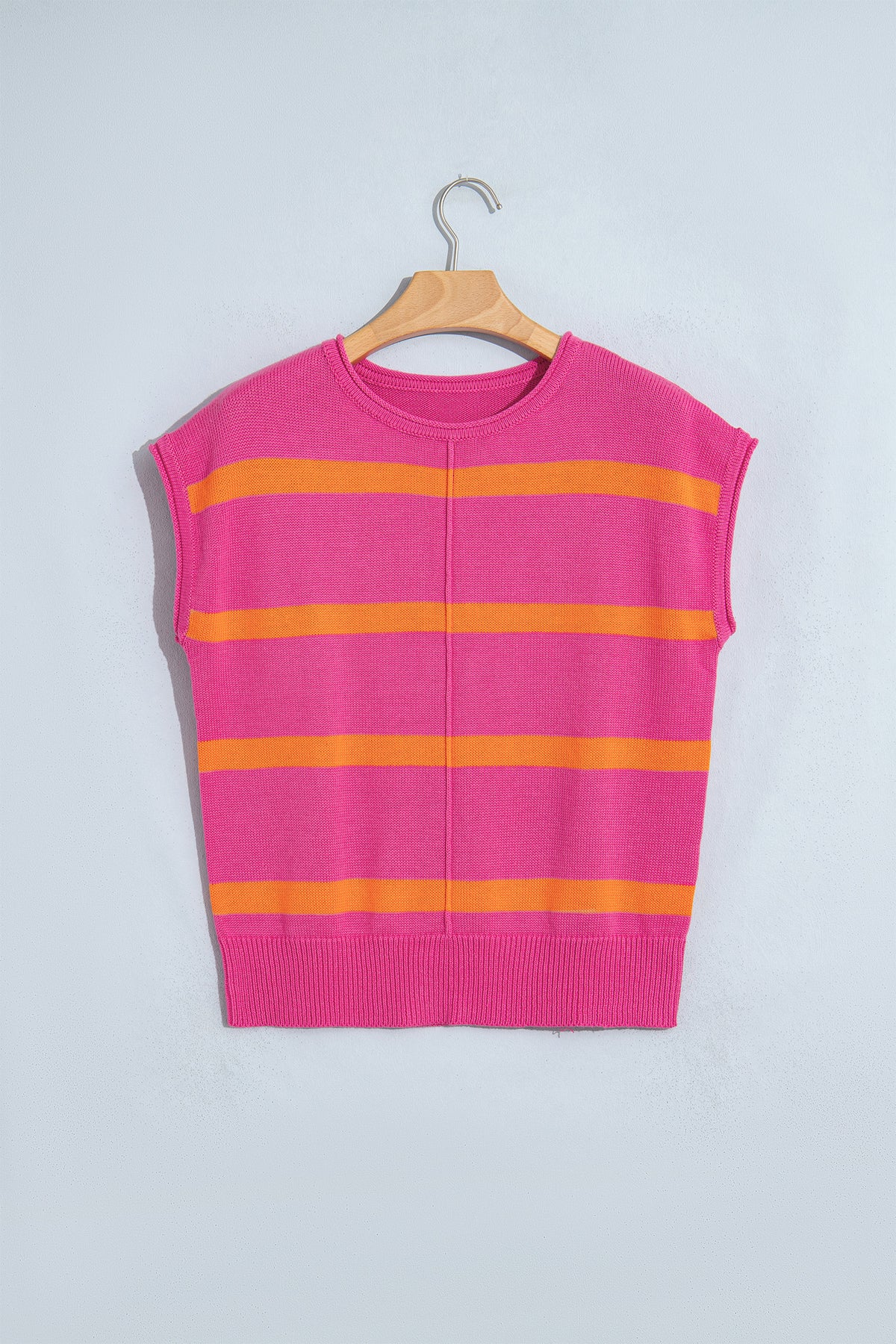 Rose Stripe Knit Western Short Sleeve Sweater-TOPS / DRESSES-[Adult]-[Female]-2022 Online Blue Zone Planet