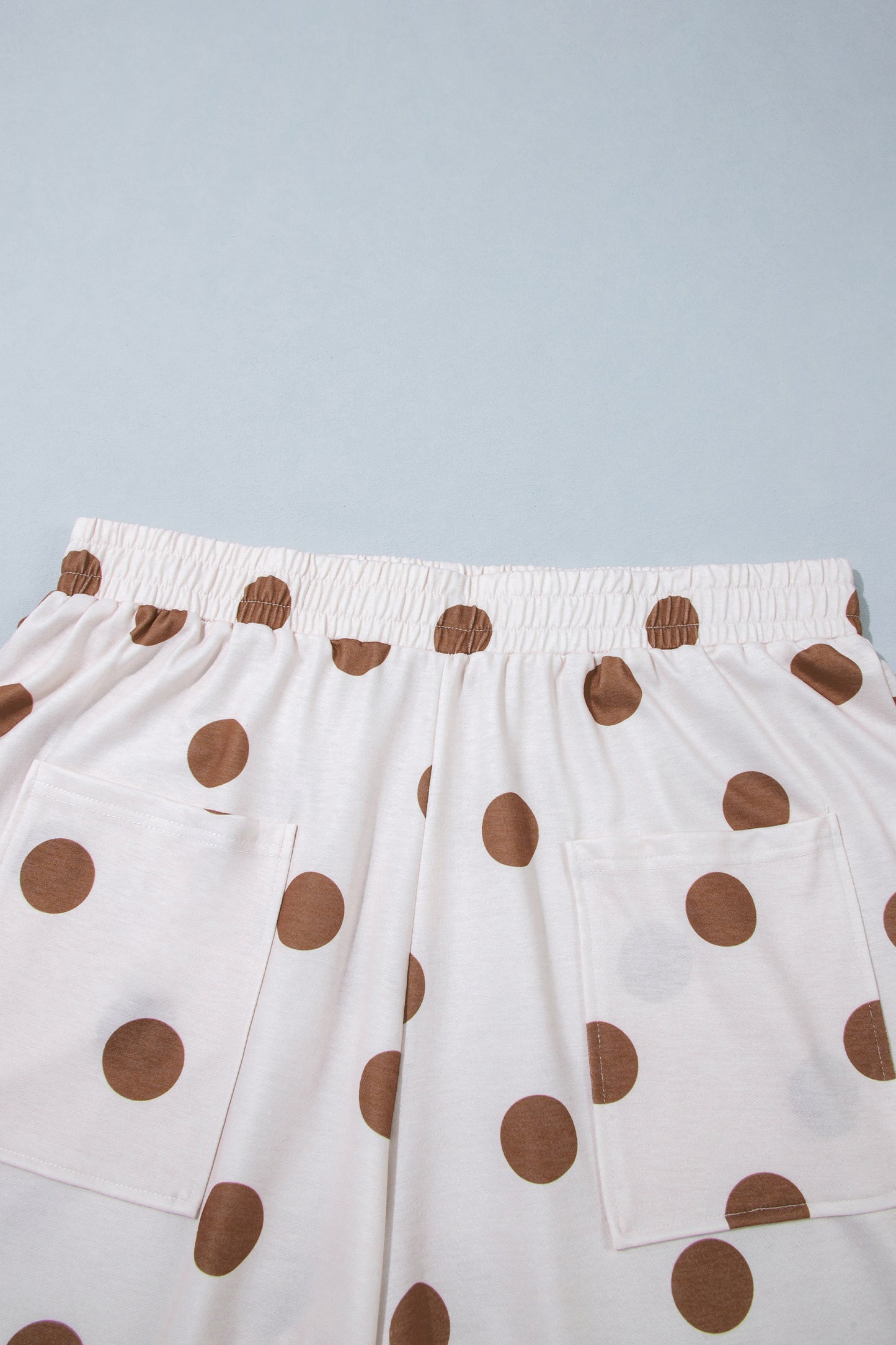 Khaki Polka Dot Elastic Waist Wide Leg Plus Size Pants-Plus Size/Plus Size Bottoms-[Adult]-[Female]-2022 Online Blue Zone Planet