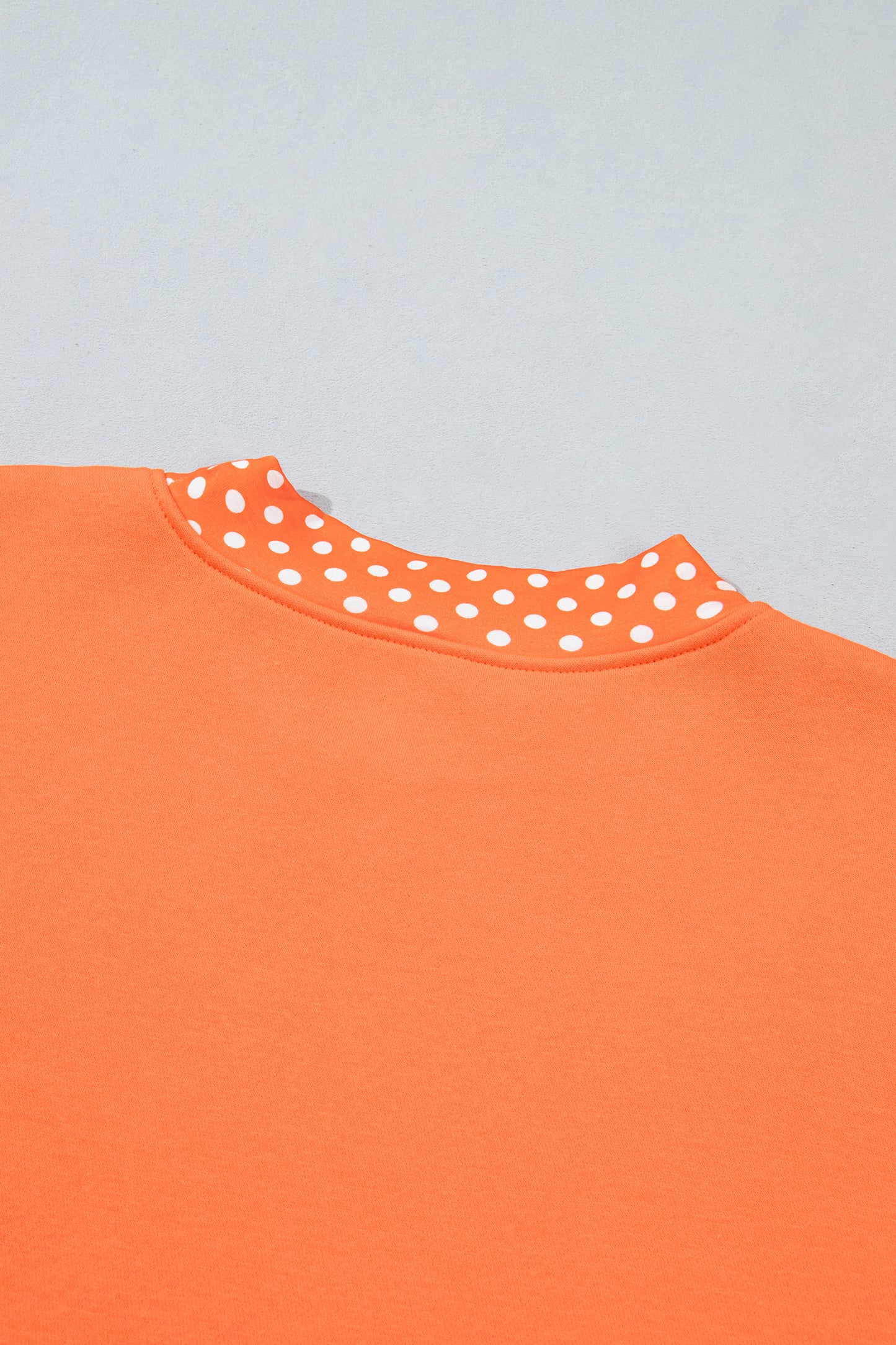 Racing Red Colorblock Polka Dot Contrast Trim Oversized Sweatshirt-Tops/Sweatshirts & Hoodies-[Adult]-[Female]-2022 Online Blue Zone Planet