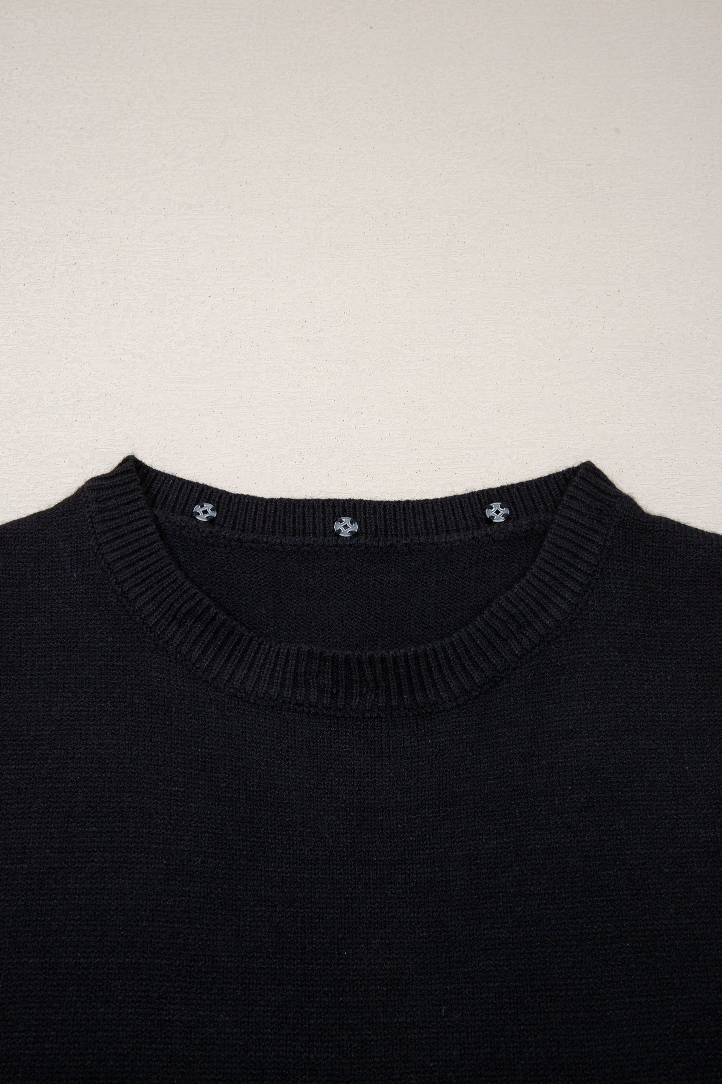 Black Solid Color Knit Contrast Denim Patchwork Collar Sweater Vest-TOPS / DRESSES-[Adult]-[Female]-2022 Online Blue Zone Planet