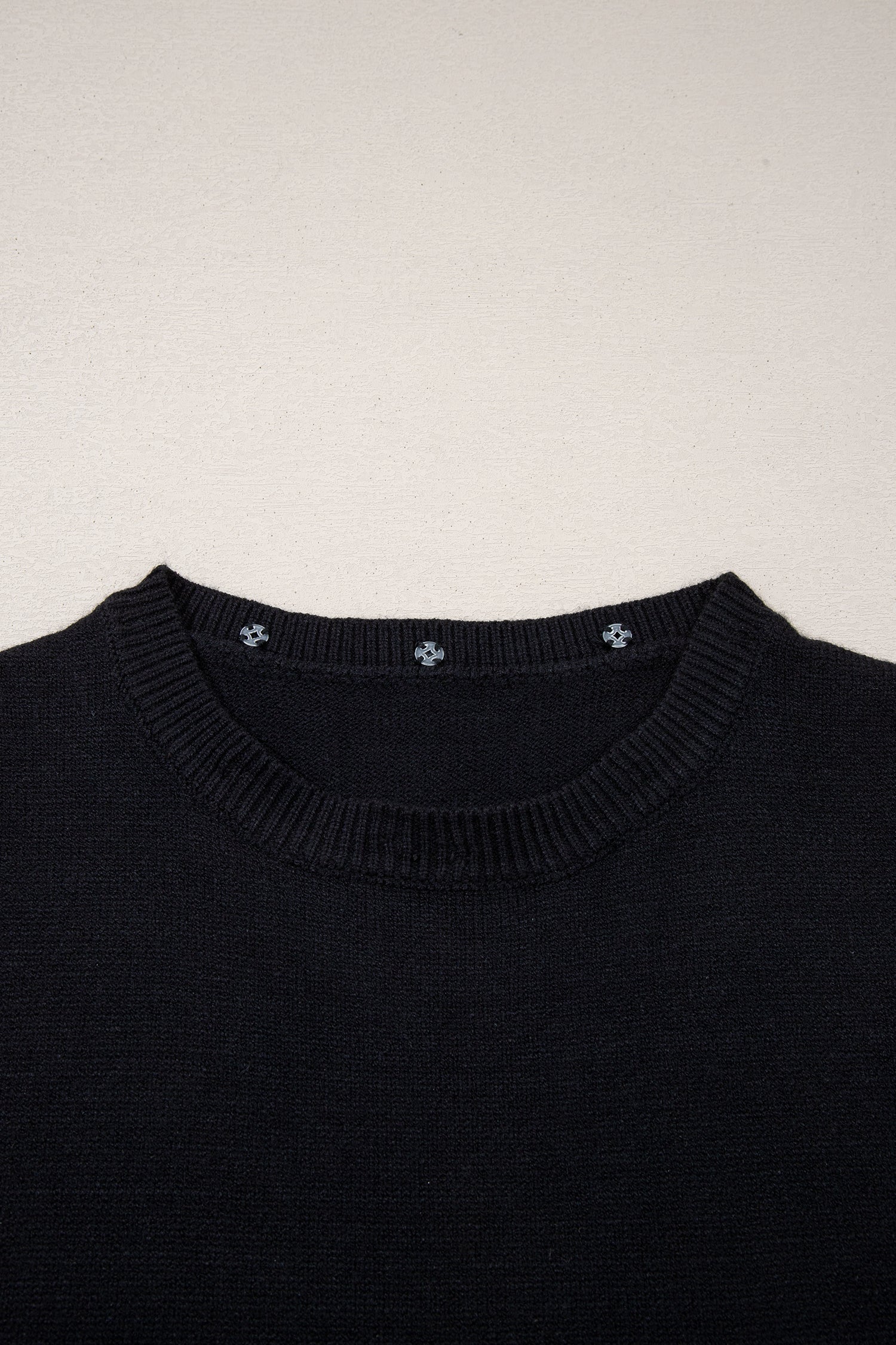 Black Solid Color Knit Contrast Denim Patchwork Collar Sweater Vest-TOPS / DRESSES-[Adult]-[Female]-2022 Online Blue Zone Planet