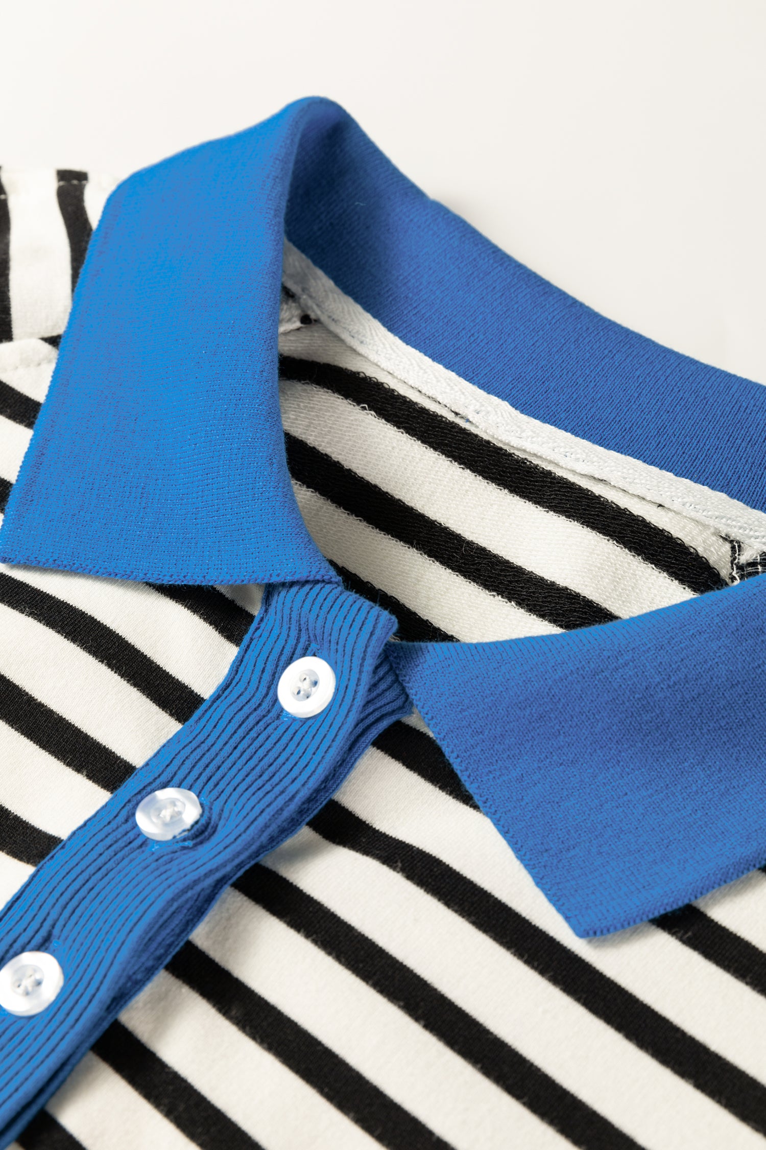 Black Stripe Color Block Patchwork Button Polo Collar Side Slit Sweatshirt-Tops/Sweatshirts & Hoodies-[Adult]-[Female]-2022 Online Blue Zone Planet