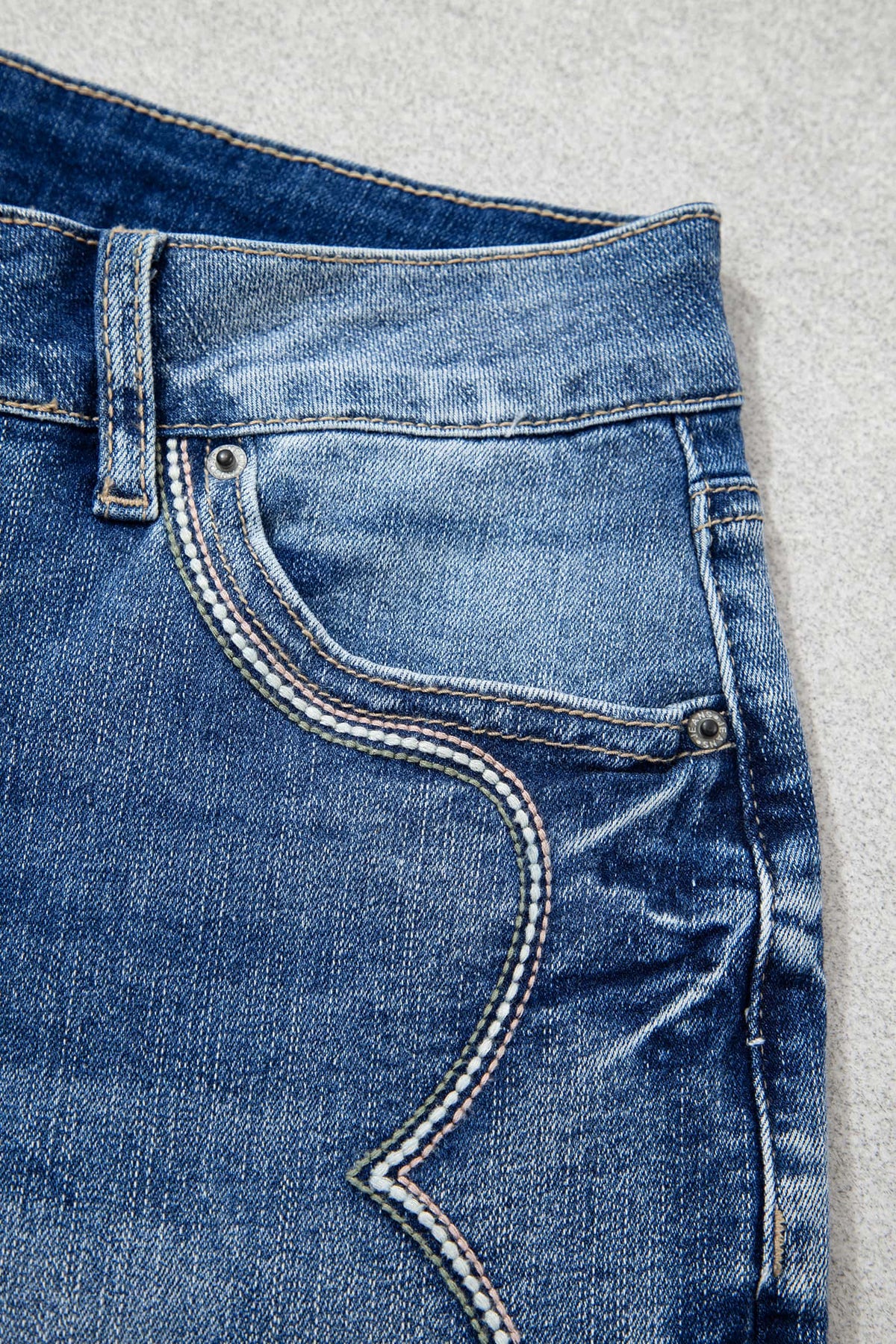 Blue Western Embroidered Flare Full Length Jeans-Bottoms/Jeans-[Adult]-[Female]-2022 Online Blue Zone Planet