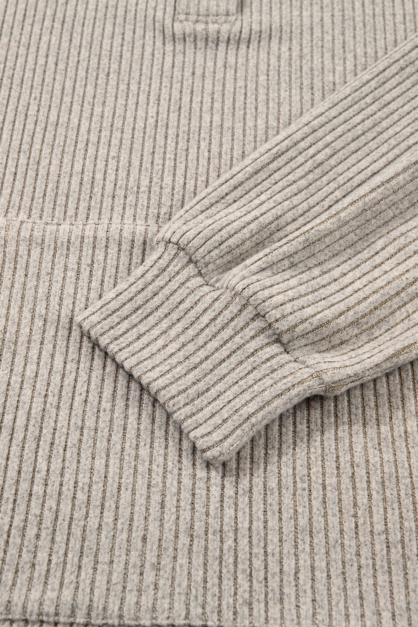 Simply Taupe Plus Size Ribbed Knit Kangaroo Pocket Henley Long Sleeve Top-Plus Size/Plus Size Tops/Plus Size Long Sleeve Tops-[Adult]-[Female]-2022 Online Blue Zone Planet