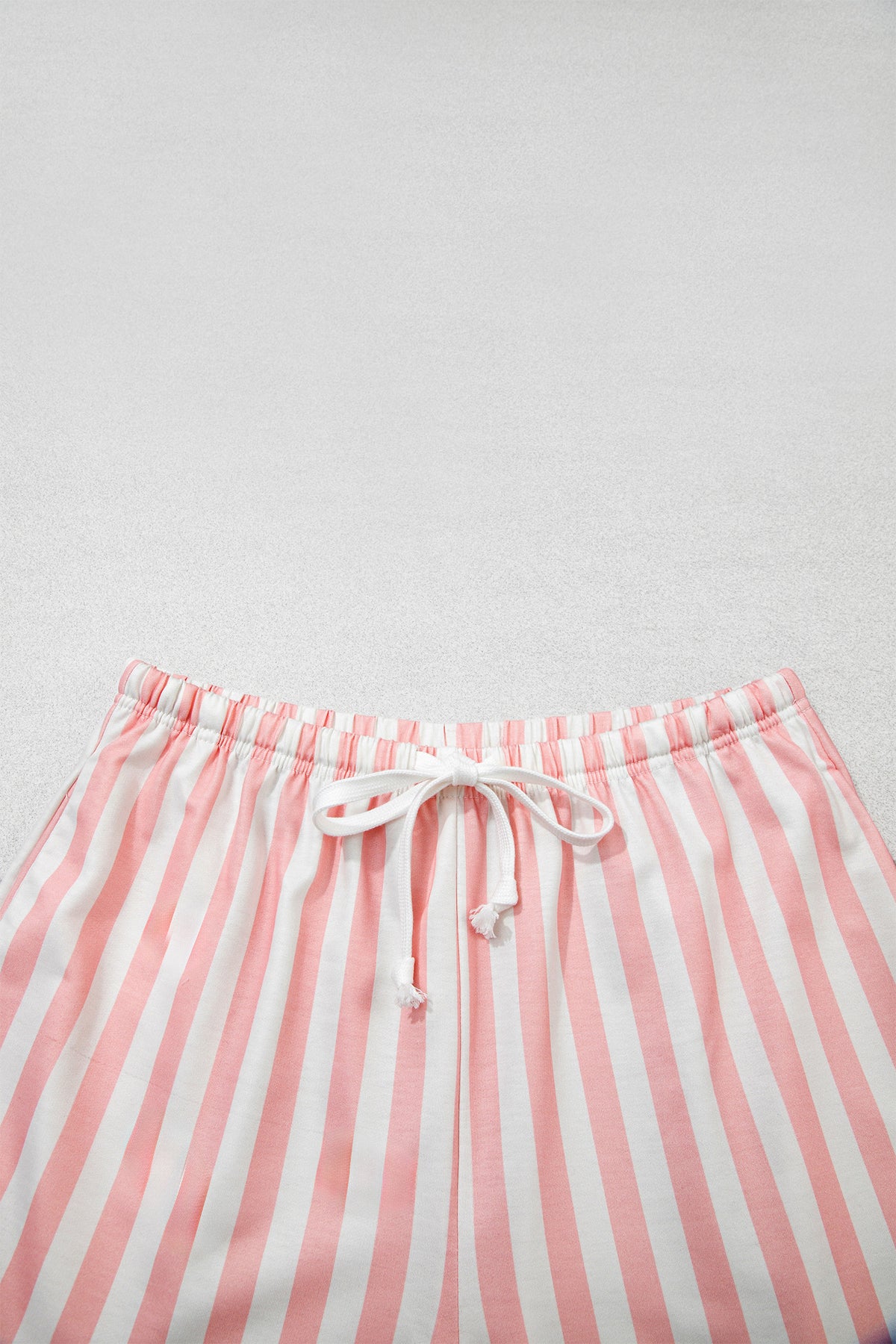 Gossamer Pink Striped Color Block Pullover Top Drawstring Shorts Set-Two Piece Sets/Short Sets-[Adult]-[Female]-2022 Online Blue Zone Planet