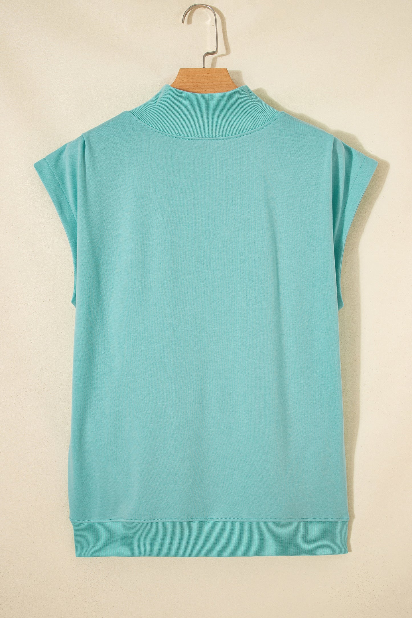 Black Solid Color High Neck Cap Sleeve Loose Top-Tops/Tops & Tees-[Adult]-[Female]-2022 Online Blue Zone Planet