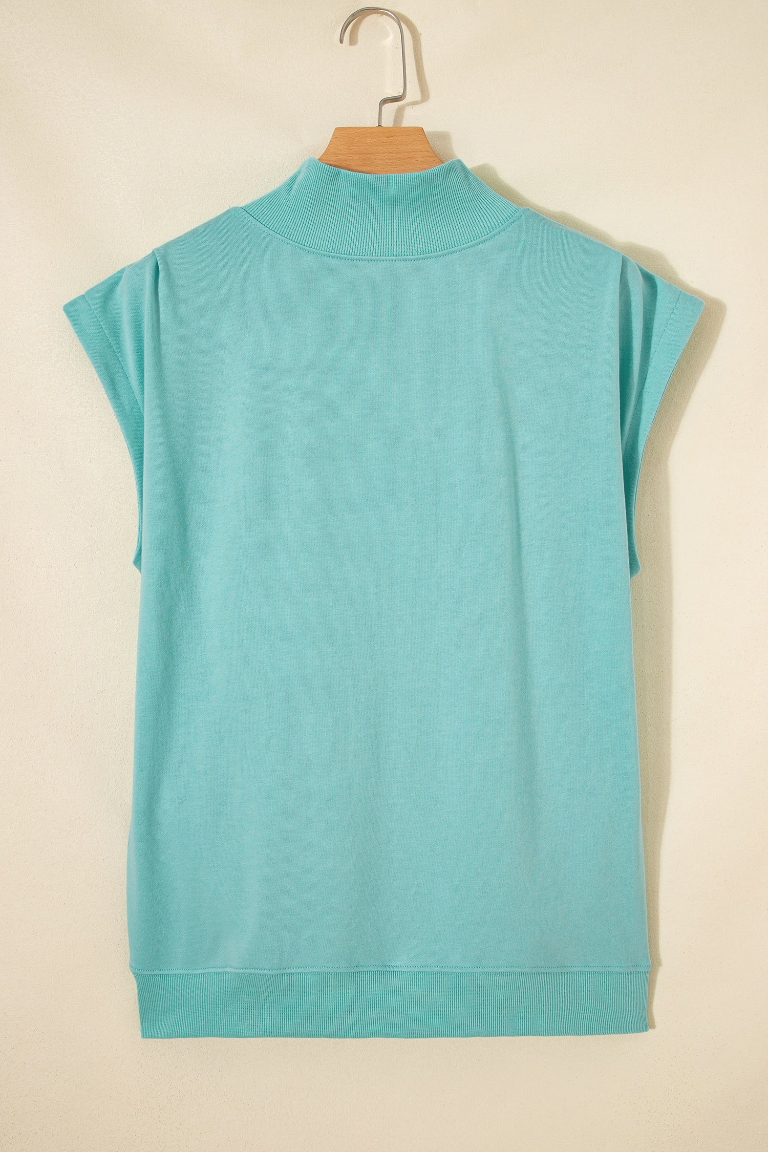 Black Solid Color High Neck Cap Sleeve Loose Top-Tops/Tops & Tees-[Adult]-[Female]-2022 Online Blue Zone Planet