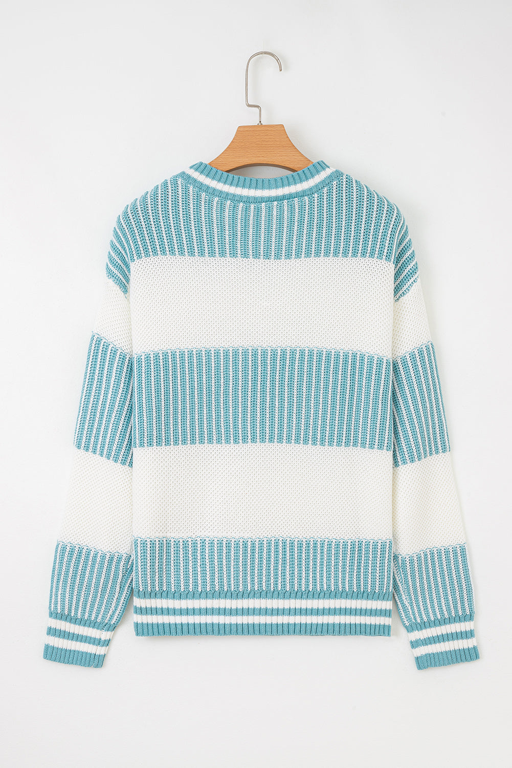 Brown Two Tone Striped Patchwork Drop Shoulder Loose Sweater-TOPS / DRESSES-[Adult]-[Female]-2022 Online Blue Zone Planet