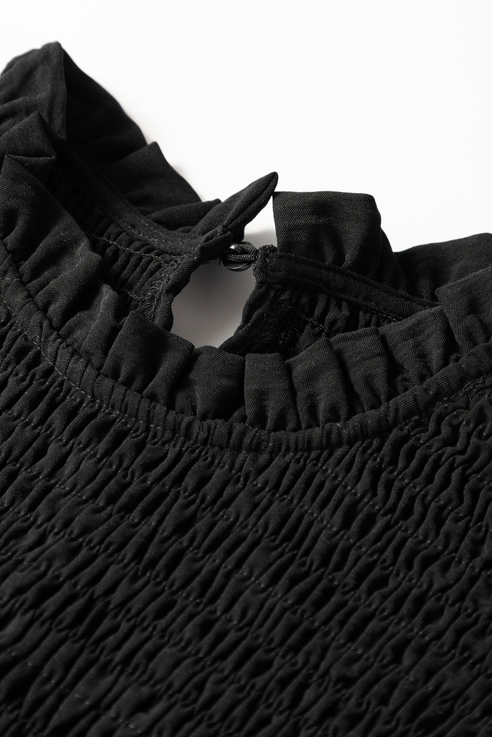 Black Ruffle Short Sleeve Shirred Peplum Top-Tops/Blouses & Shirts-[Adult]-[Female]-2022 Online Blue Zone Planet