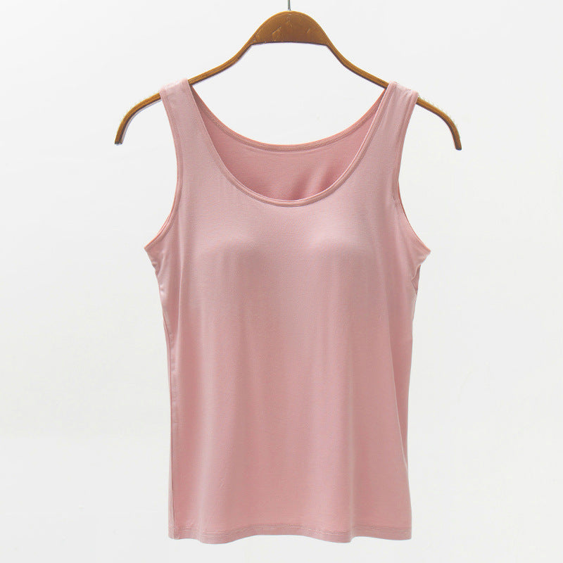 Blue Zone Planet | Full Size Wide Strap Modal Tank with Bra-TOPS / DRESSES-[Adult]-[Female]-Dusty Pink-S-2022 Online Blue Zone Planet