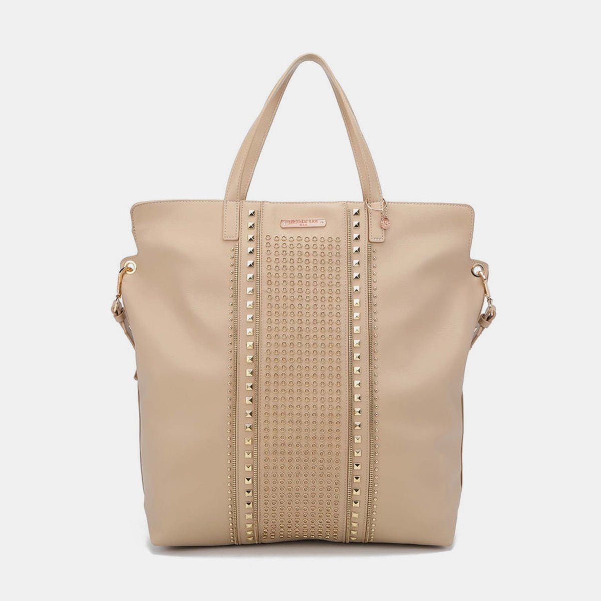 Blue Zone Planet | Nicole Lee USA Studded Large Tote Bag-TOPS / DRESSES-[Adult]-[Female]-Beige-One Size-2022 Online Blue Zone Planet