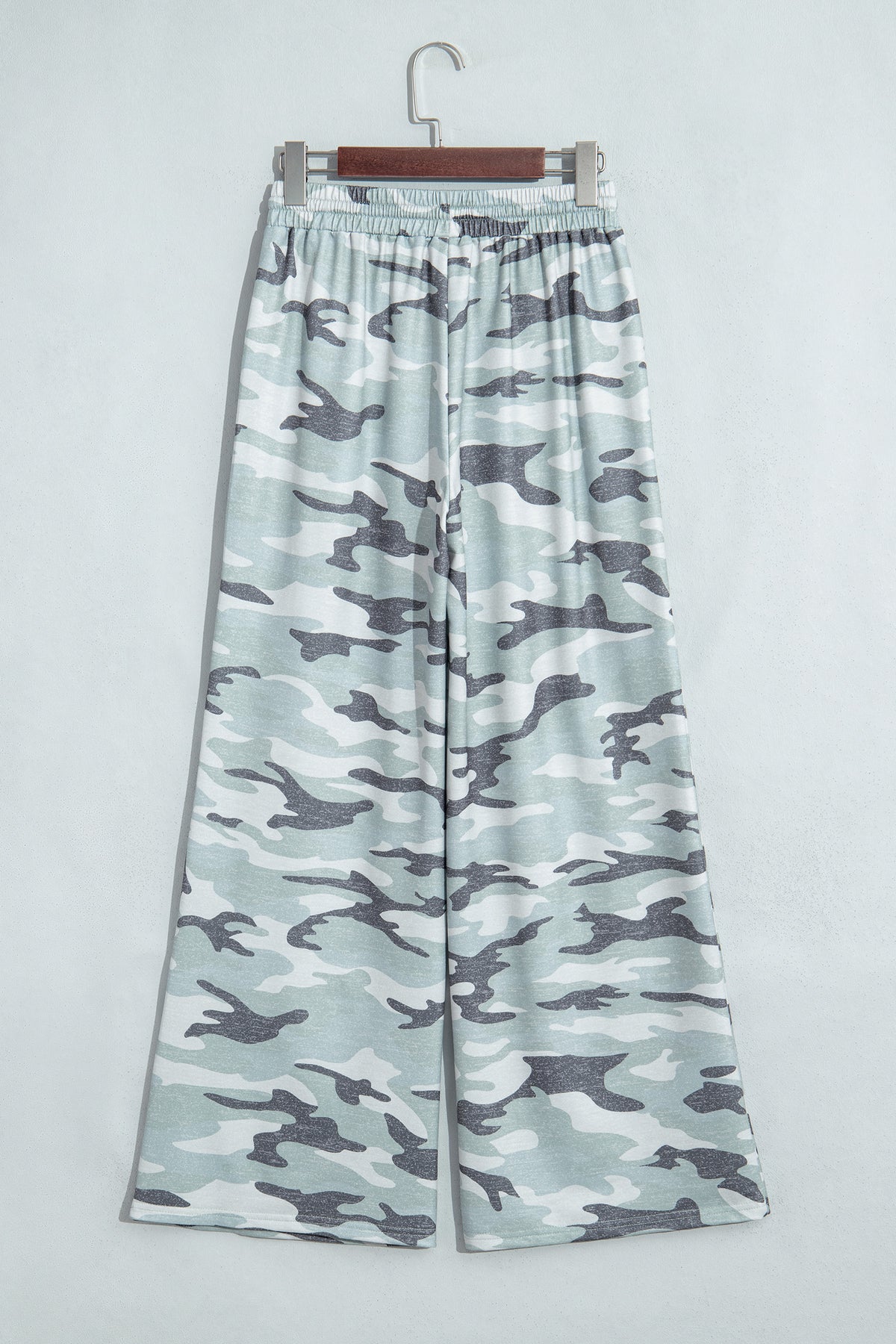 Green Camo Wide Leg Tie Elastic Waist Casual Pants-Bottoms/Pants & Culotte-[Adult]-[Female]-2022 Online Blue Zone Planet