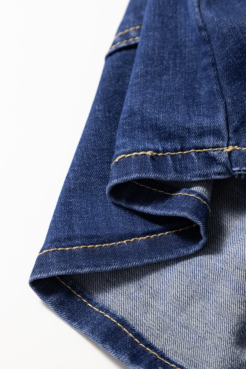Blue Zone Planet | Bluing Asymmetric Wrapped Buttoned High Waist Denim Shorts-Bottoms/Denim Shorts-[Adult]-[Female]-2022 Online Blue Zone Planet