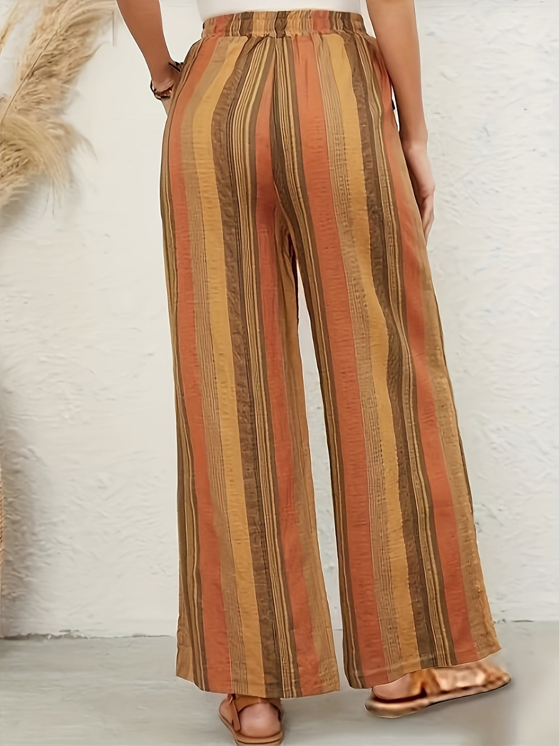 Full Size Drawstring Striped Wide Leg Pants-BOTTOMS SIZES SMALL MEDIUM LARGE-[Adult]-[Female]-2022 Online Blue Zone Planet