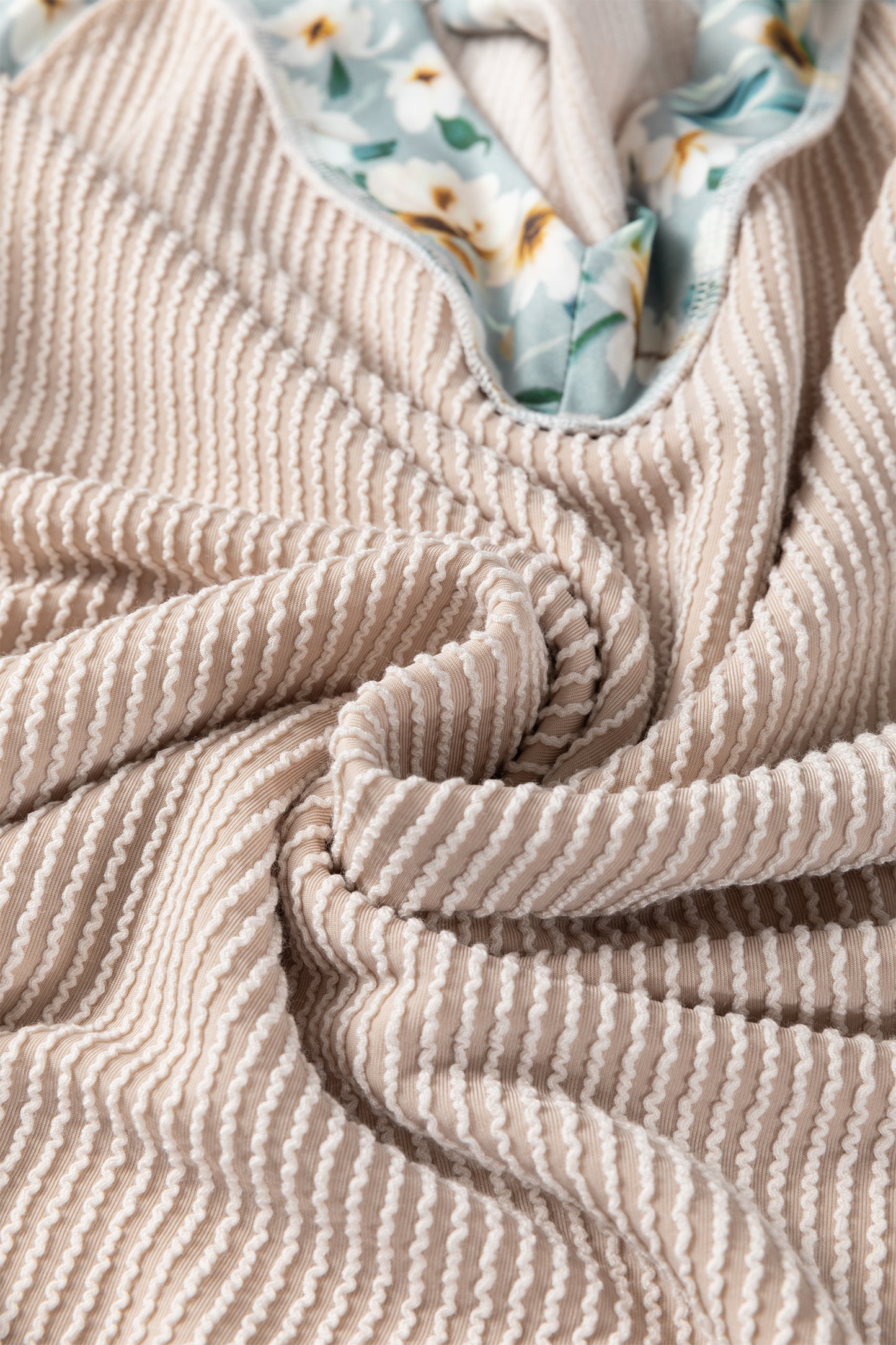 Parchment Twist Ribbed Floral Contrast Patchwork Long Sleeve Top-Tops/Long Sleeve Tops-[Adult]-[Female]-2022 Online Blue Zone Planet