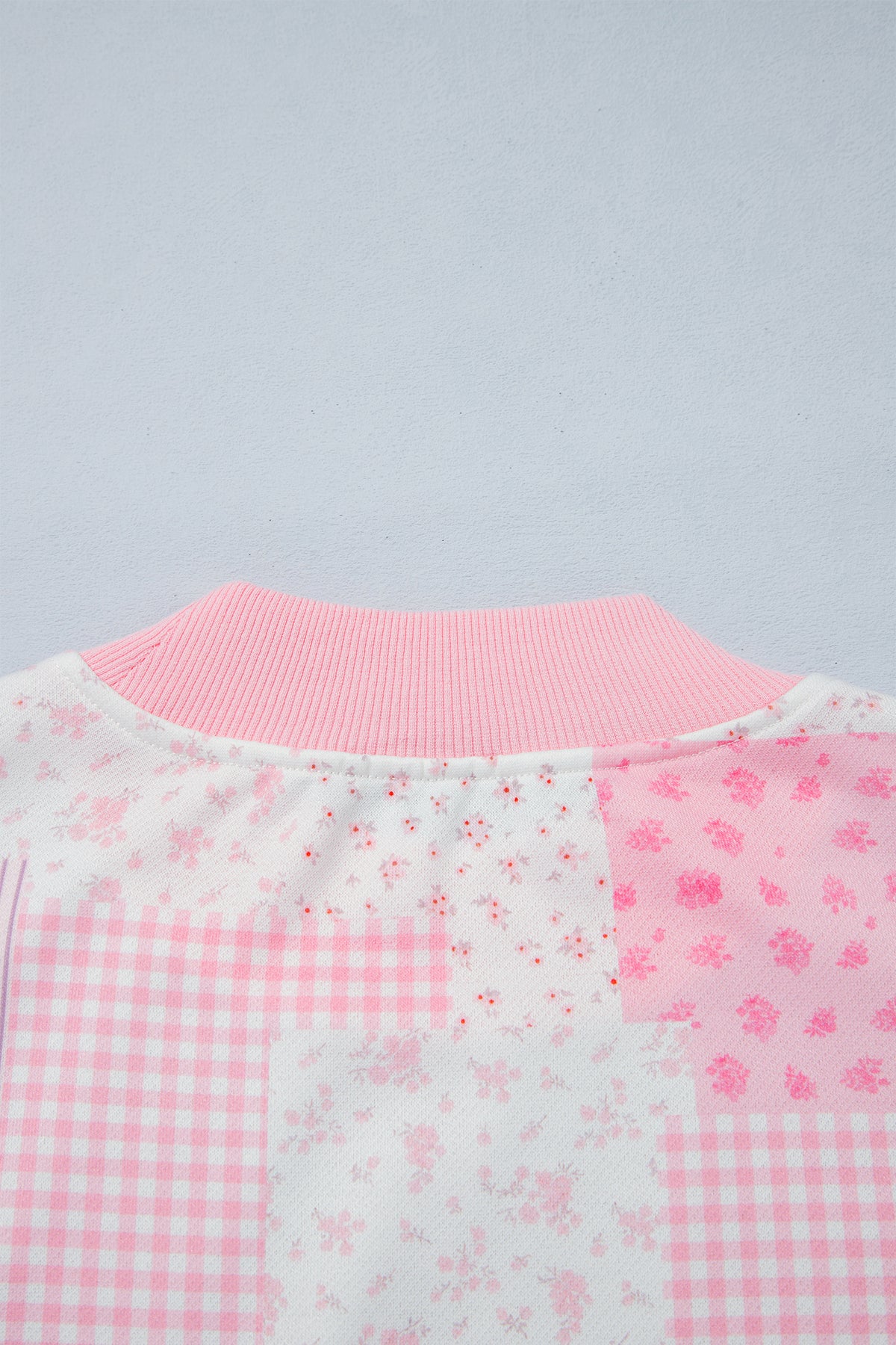 Light Pink Patchwork Floral Print Drop Shoulder Baggy Pullover Drawstring Shorts Set-Two Piece Sets/Short Sets-[Adult]-[Female]-2022 Online Blue Zone Planet