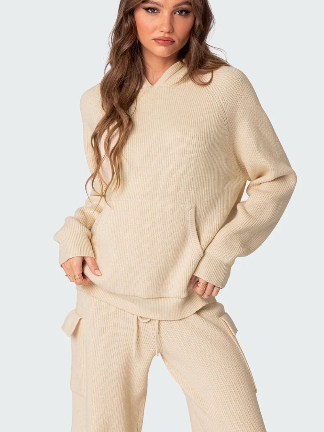 Long Sleeve Hooded Top and Pants Sweater Set-TOPS / DRESSES-[Adult]-[Female]-2022 Online Blue Zone Planet