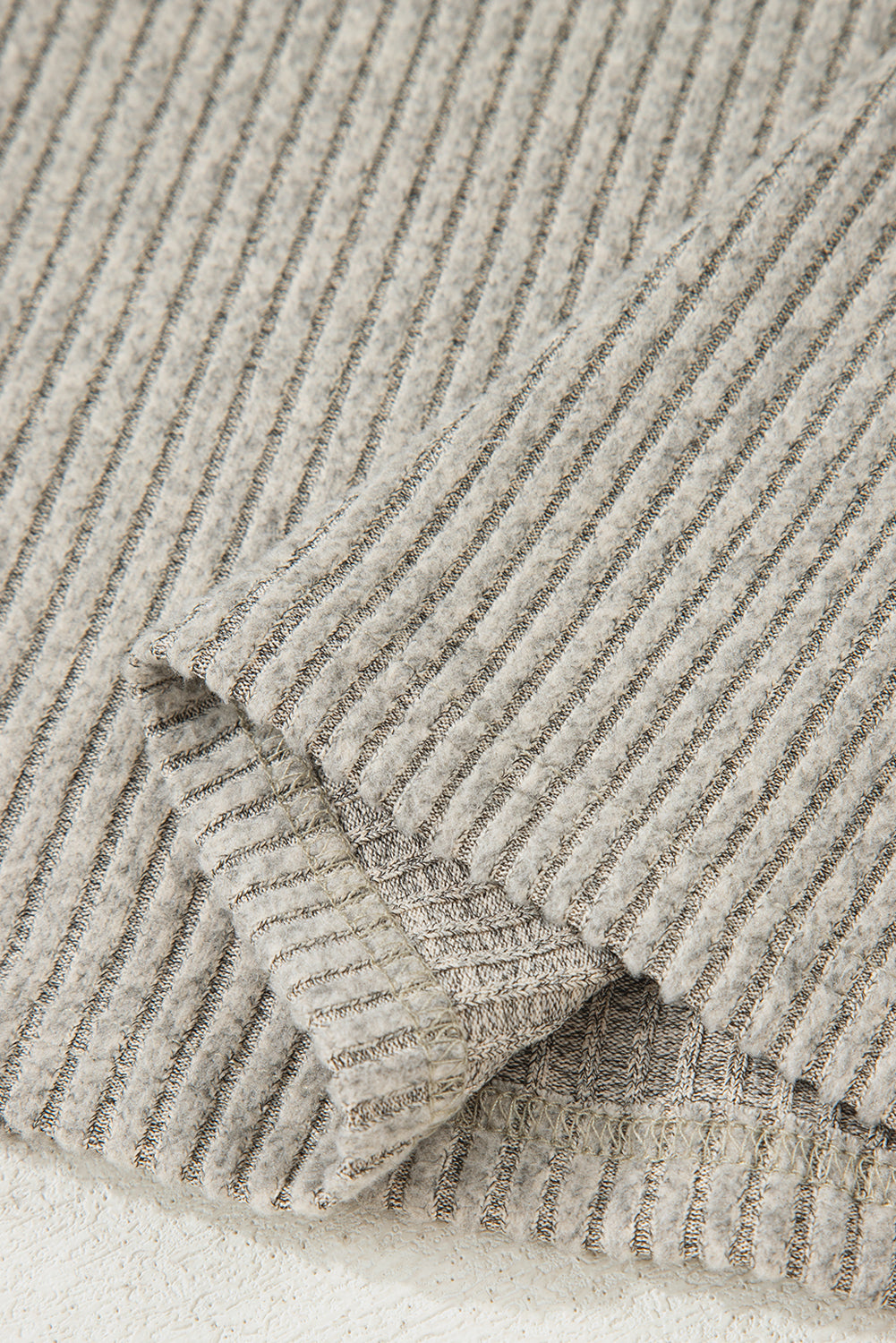 Simply Taupe Ribbed Texture Drop Shoulder Henley Knit Top-Tops/Long Sleeve Tops-[Adult]-[Female]-2022 Online Blue Zone Planet