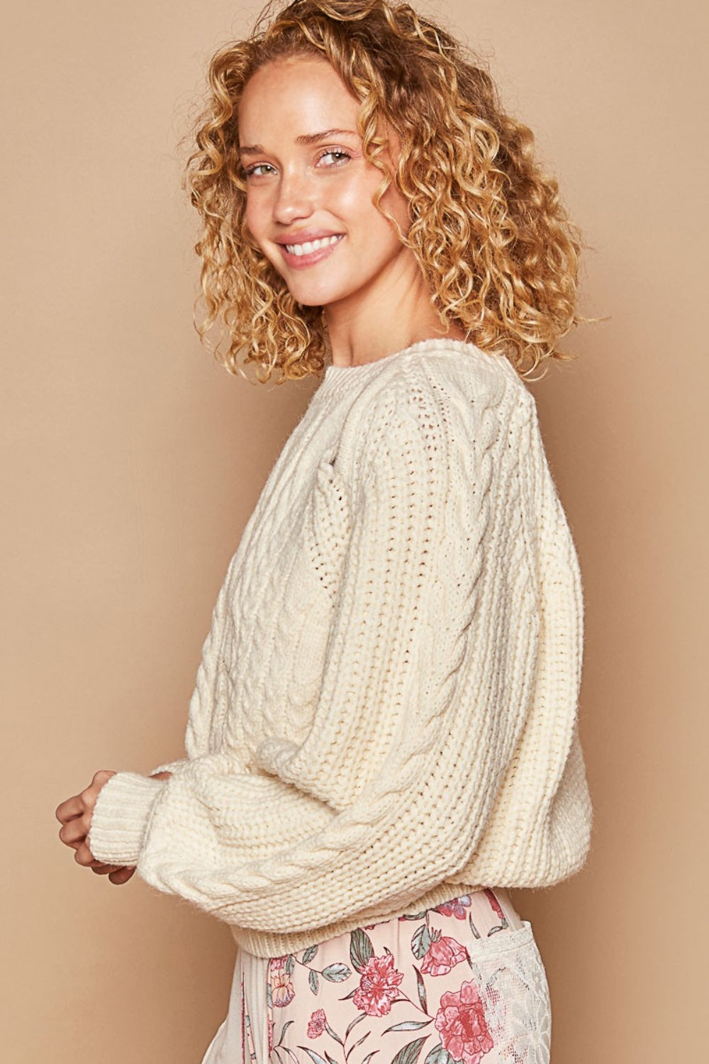 Blue Zone Planet | POL Cable Knit Cutout Long Sleeve Sweater-TOPS / DRESSES-[Adult]-[Female]-2022 Online Blue Zone Planet